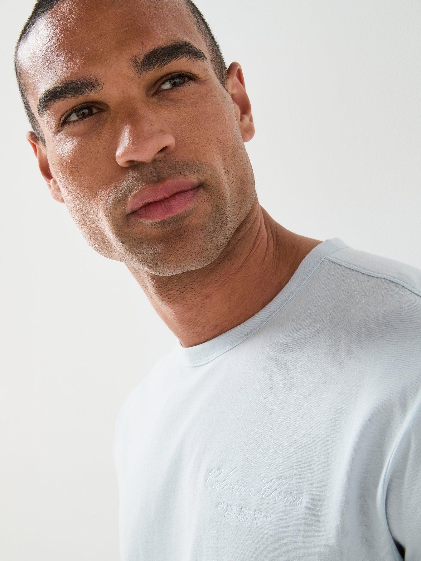 Image 4 of 5 of Calvin Klein Script Short Sleeve Crew Neck T-Shirt - Blue