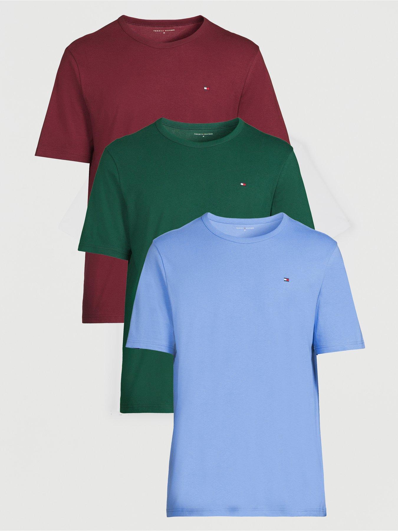 Tommy Hilfiger Mens 3 Pack Crew Neck Logo T-Shirts, Assorted, Size S, Men