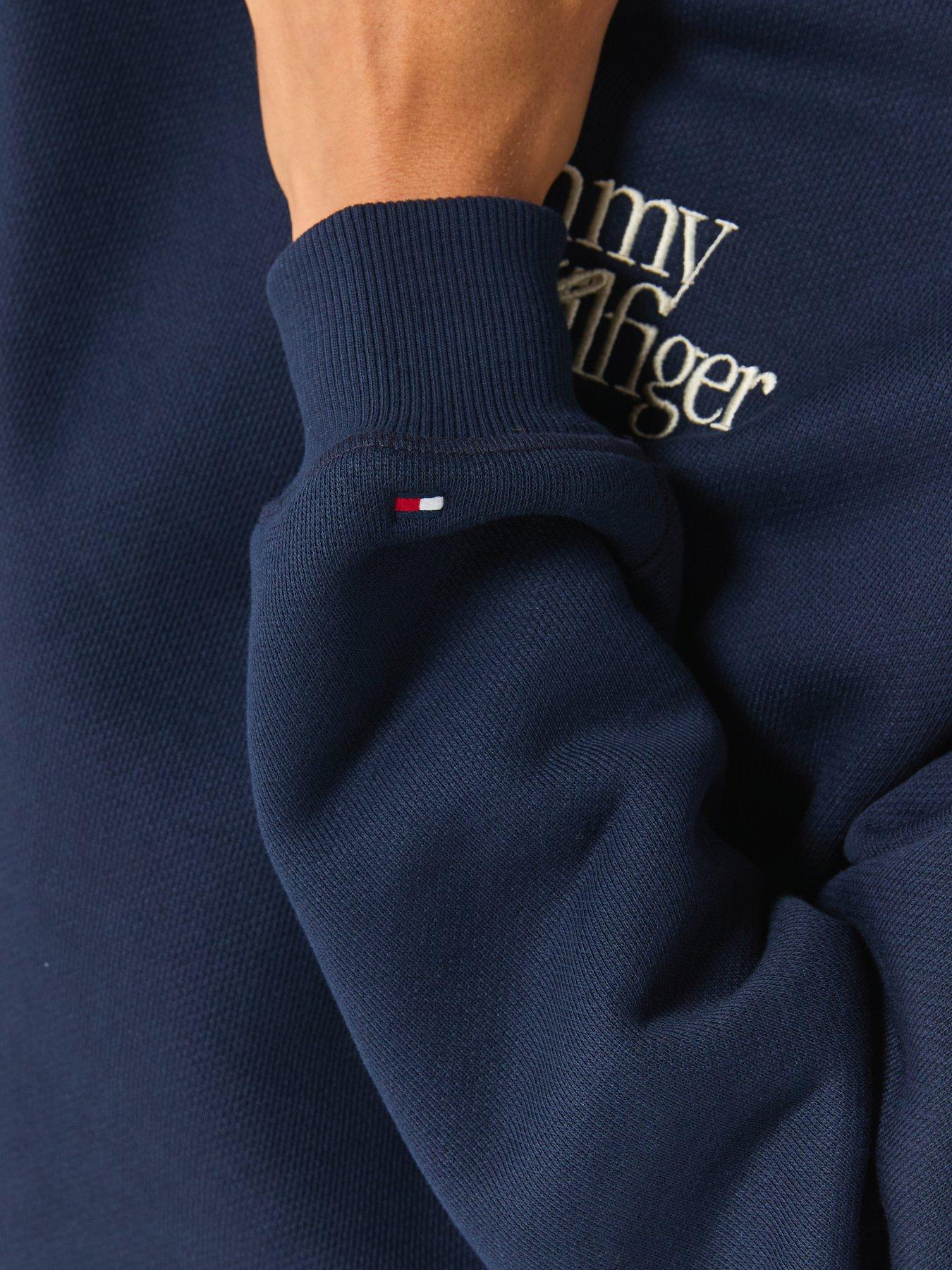 Image 6 of 6 of Tommy Hilfiger Women's Regular Fit Script Logo Crew Neck Sweatshirt - Navy