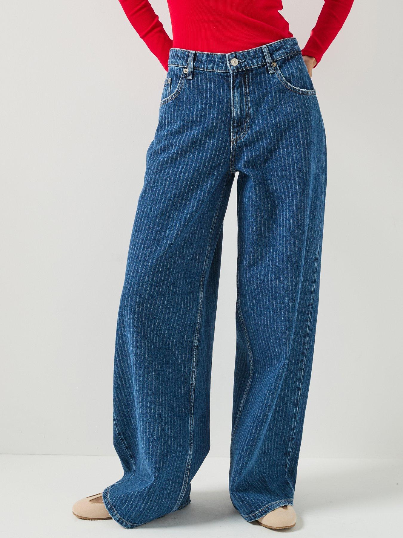 Image 1 of 6 of Tommy Jeans Women's Low Rise Loose Striped Jeans - Blue