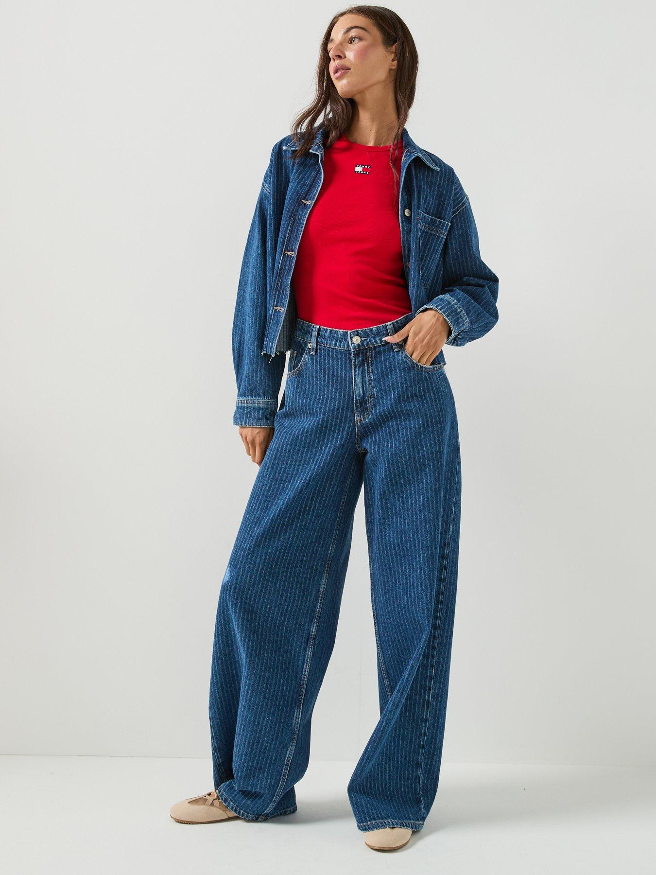 Image 3 of 6 of Tommy Jeans Women's Low Rise Loose Striped Jeans - Blue