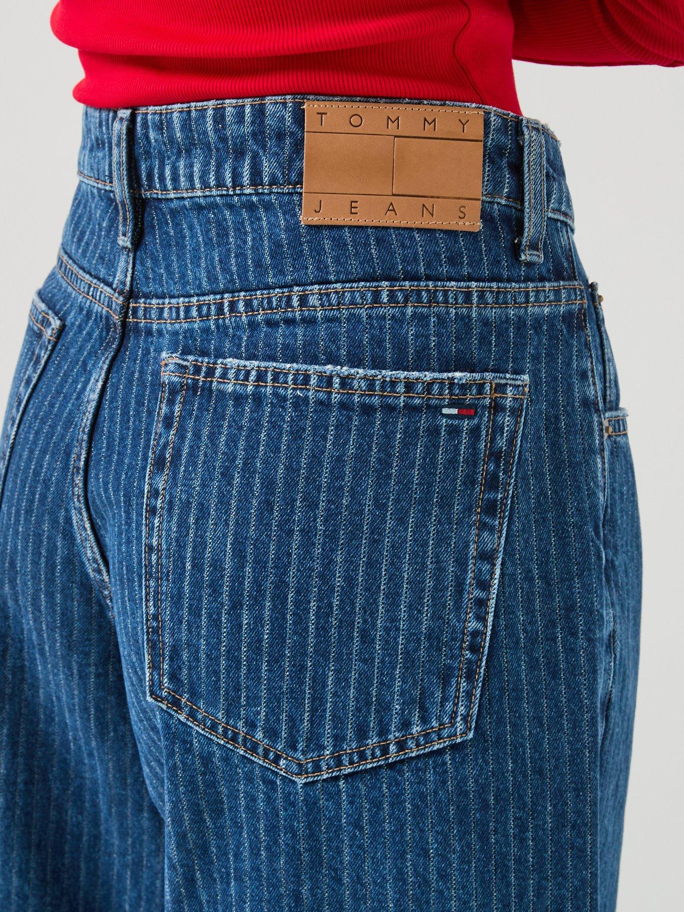 Image 4 of 6 of Tommy Jeans Women's Low Rise Loose Striped Jeans - Blue