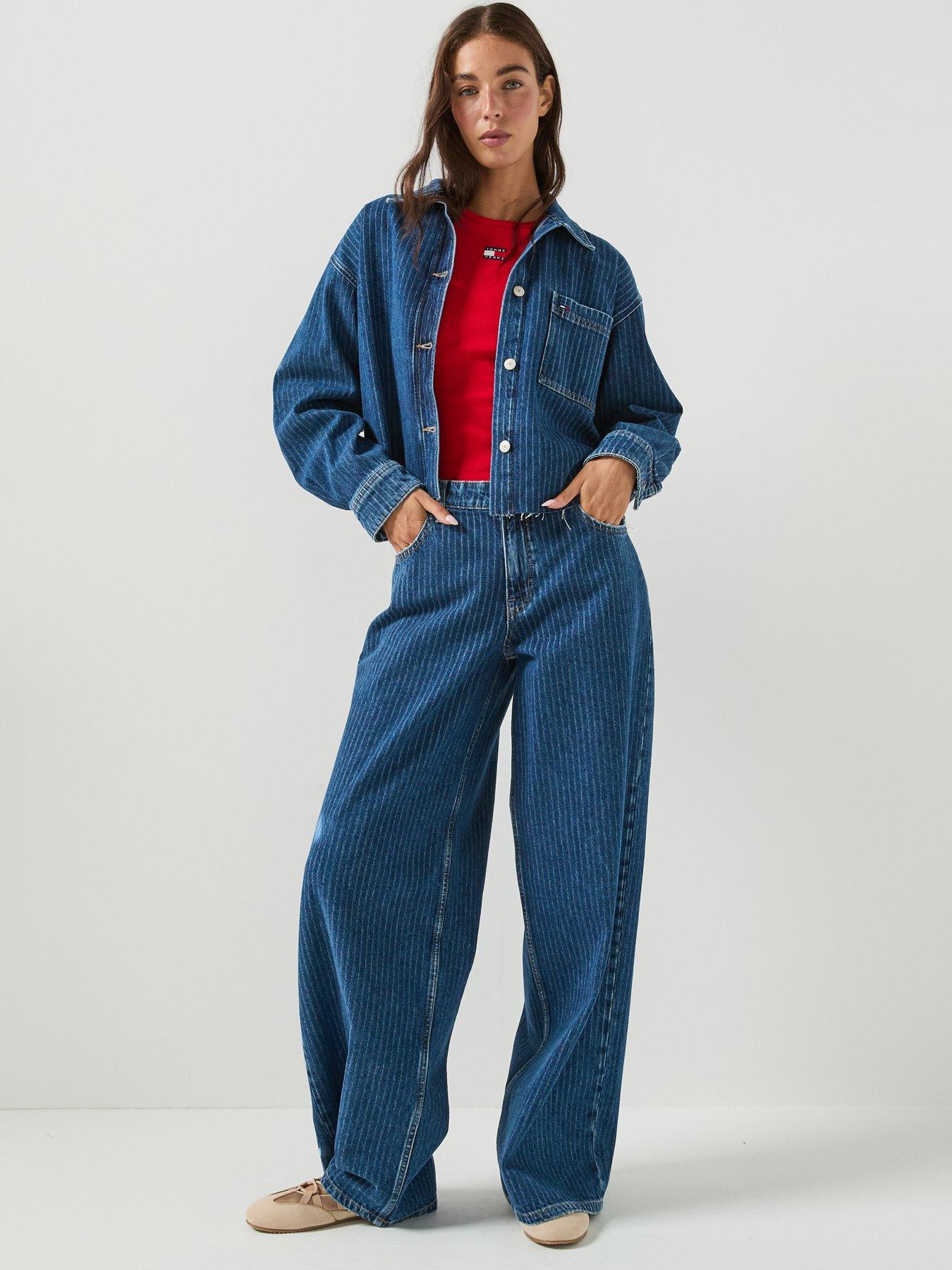 Image 5 of 6 of Tommy Jeans Women's Low Rise Loose Striped Jeans - Blue