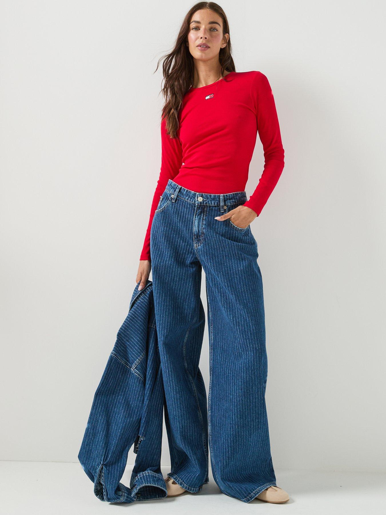 Image 6 of 6 of Tommy Jeans Women's Low Rise Loose Striped Jeans - Blue
