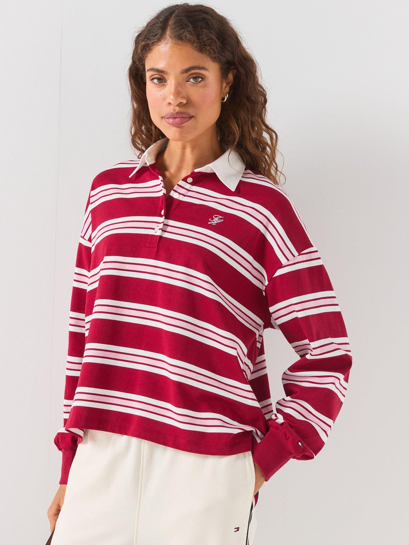 Tommy Hilfiger Rugby Stripe Relaxed Polo Sweatshirt, Multi, Size 3Xl, Women