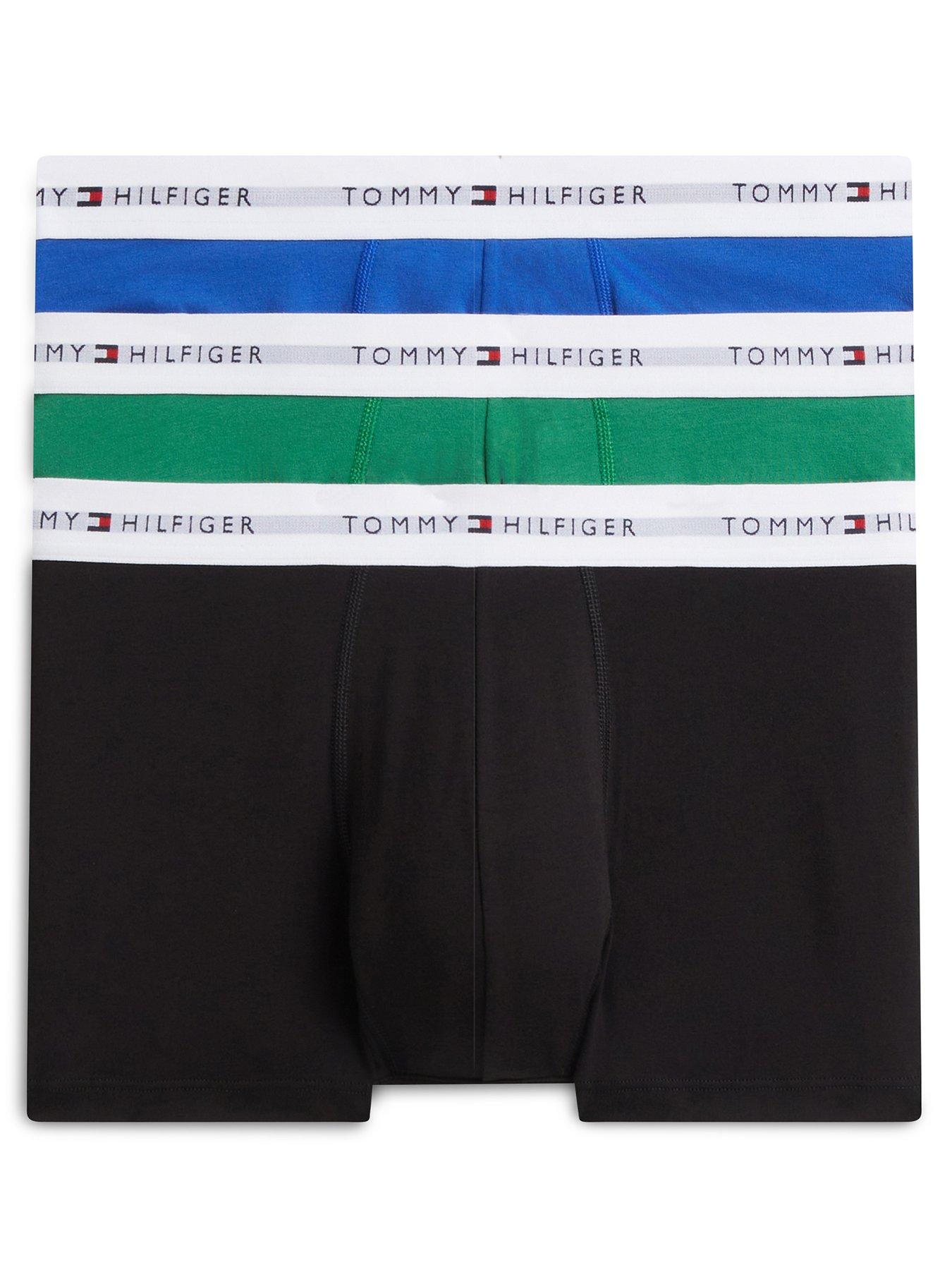 Tommy Hilfiger 3-Pack Signature Logo Waistband Trunks, Black, Size 2Xl, Men