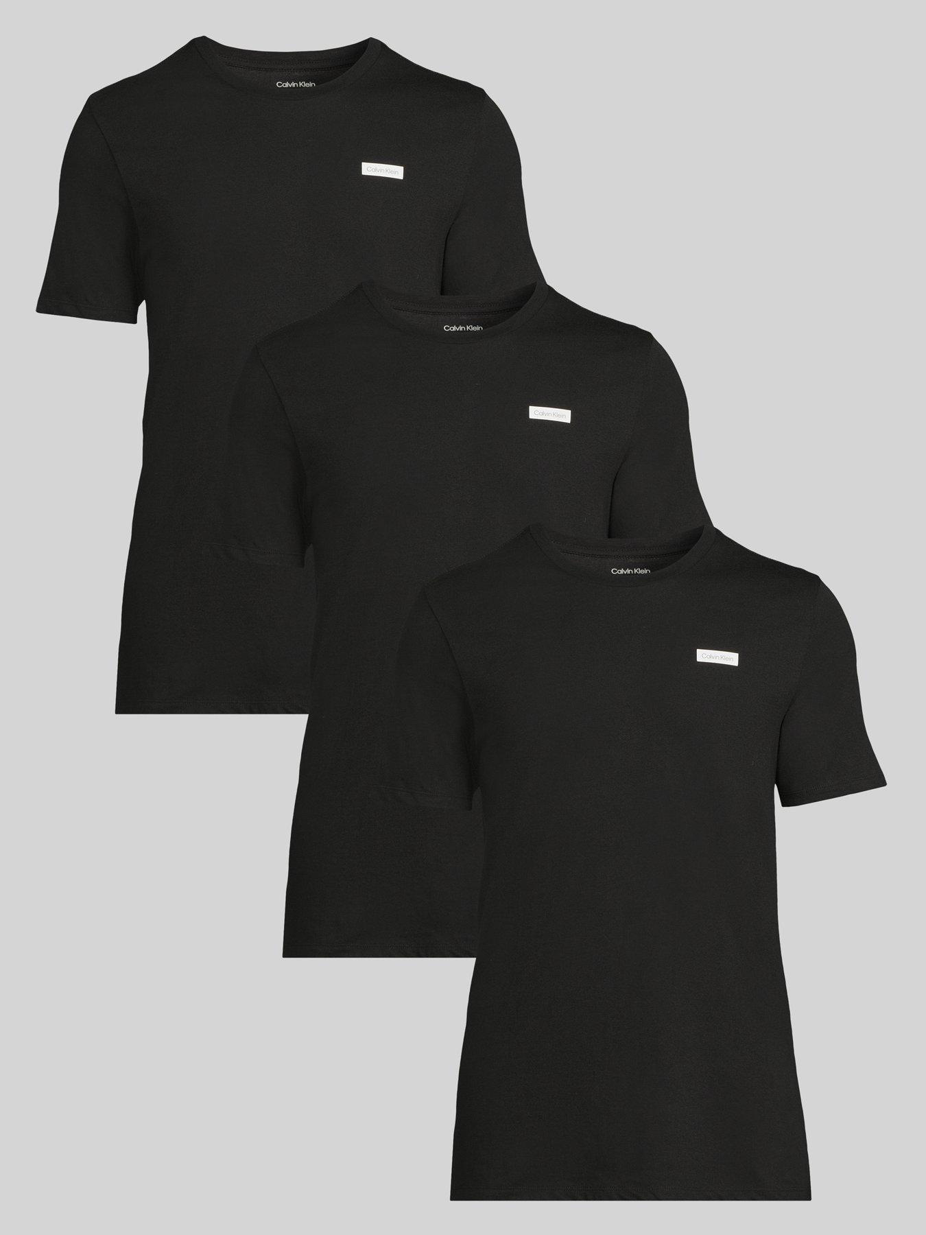 Image 1 of 6 of Calvin Klein Short Sleeve 3 Pack Crew T-Shirt - Black