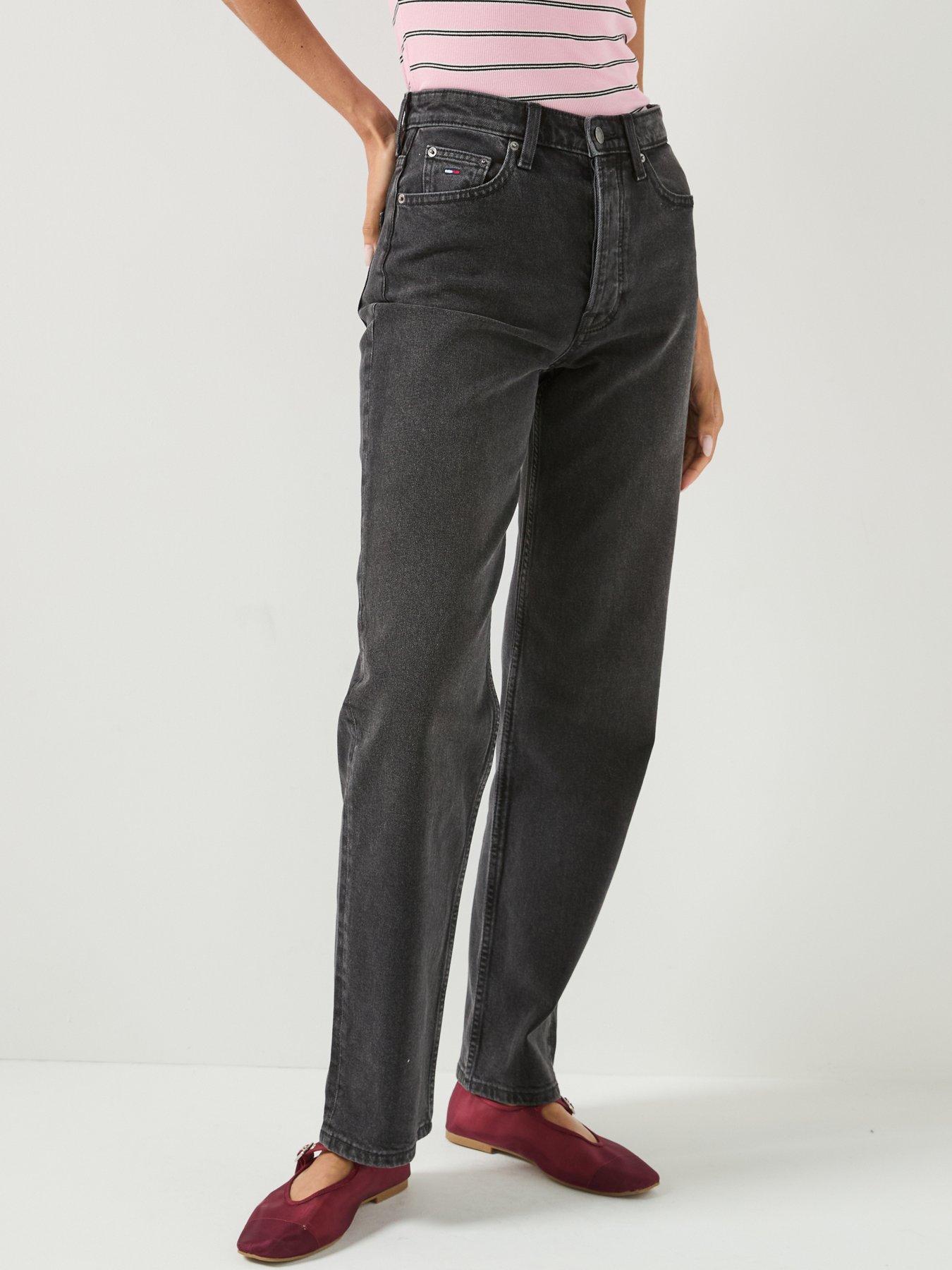 Image 1 of 6 of Tommy Jeans Women's High Rise Straight Leg Jeans - Black