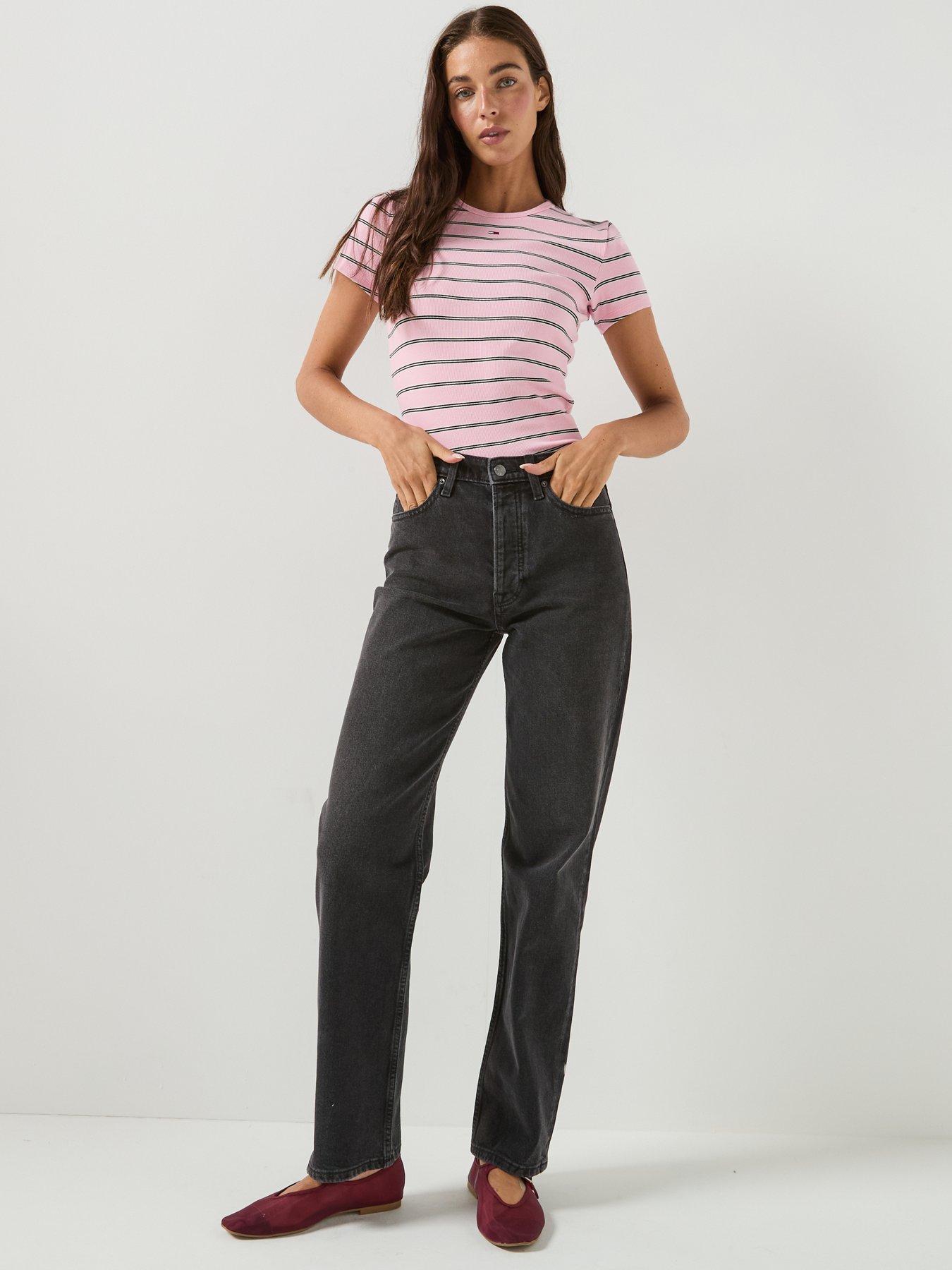 Image 3 of 6 of Tommy Jeans Women's High Rise Straight Leg Jeans - Black