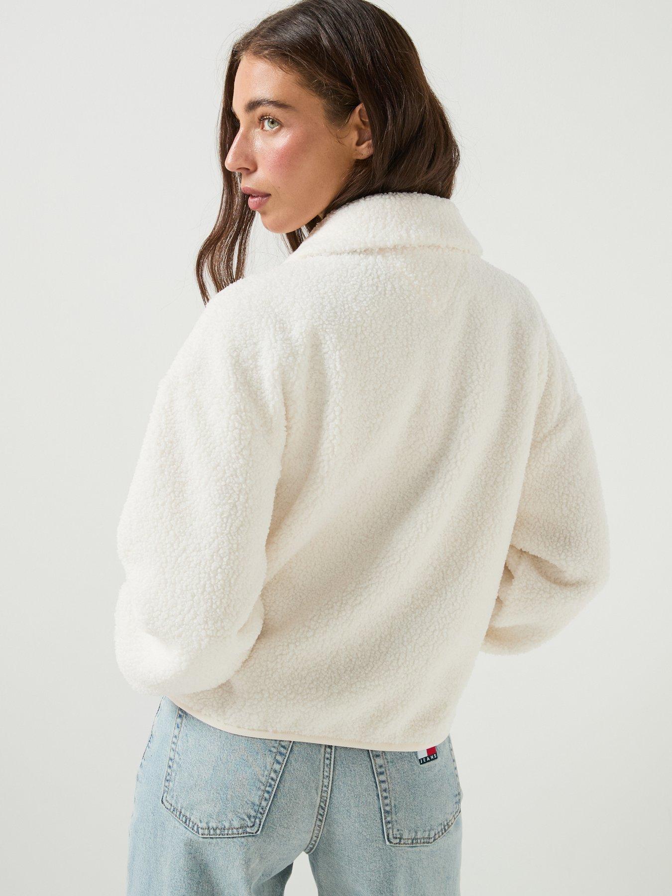 Image 2 of 5 of Tommy Jeans Women's Zip Through Teddy Fleece Jacket with Borg Texture - White