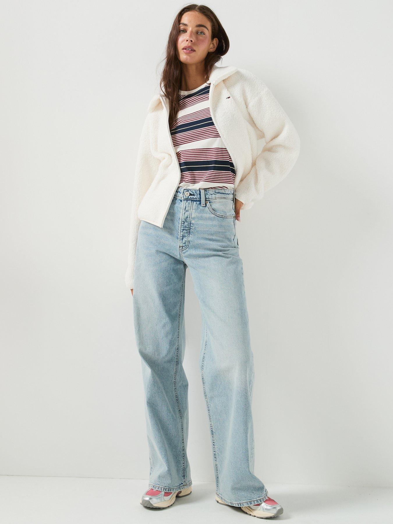 Image 3 of 5 of Tommy Jeans Women's Zip Through Teddy Fleece Jacket with Borg Texture - White