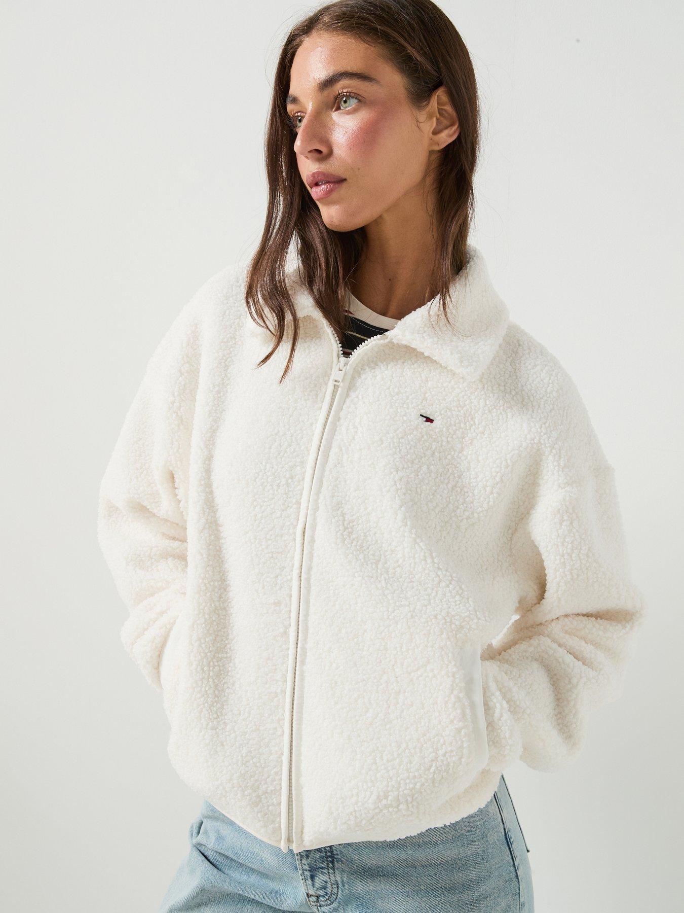 Image 5 of 5 of Tommy Jeans Women's Zip Through Teddy Fleece Jacket with Borg Texture - White