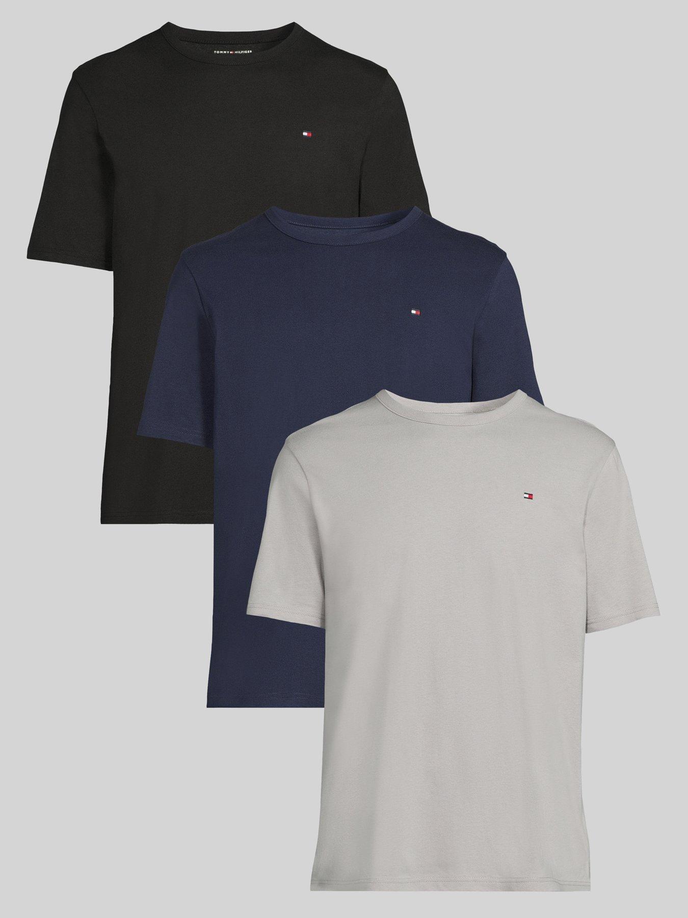 Tommy Hilfiger Essential 3 Pack Cotton Short Sleeve T-shirt, Blue, Size M, Men