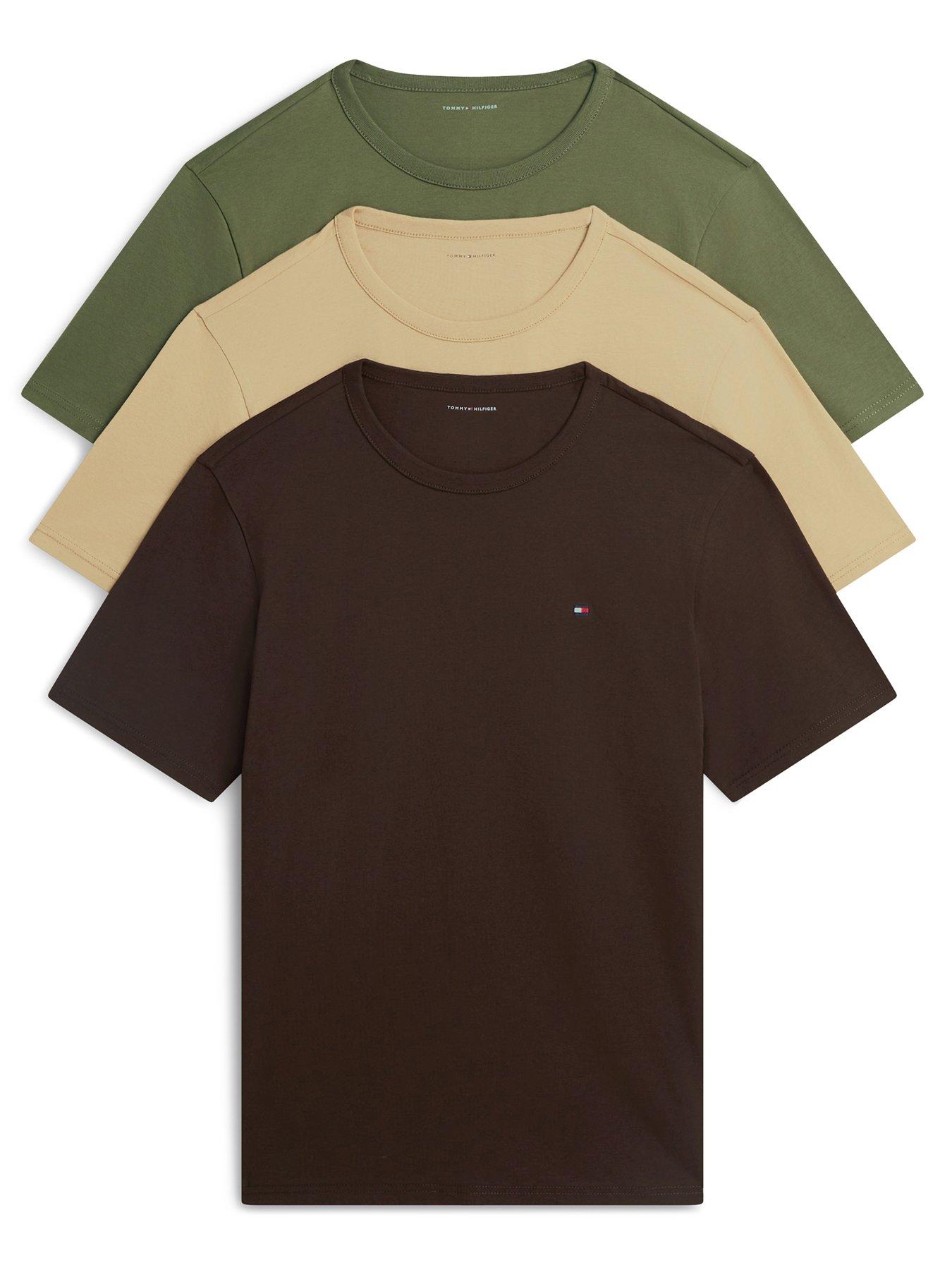 Tommy Hilfiger 3 Pack T-Shirts, Green, Size L, Men