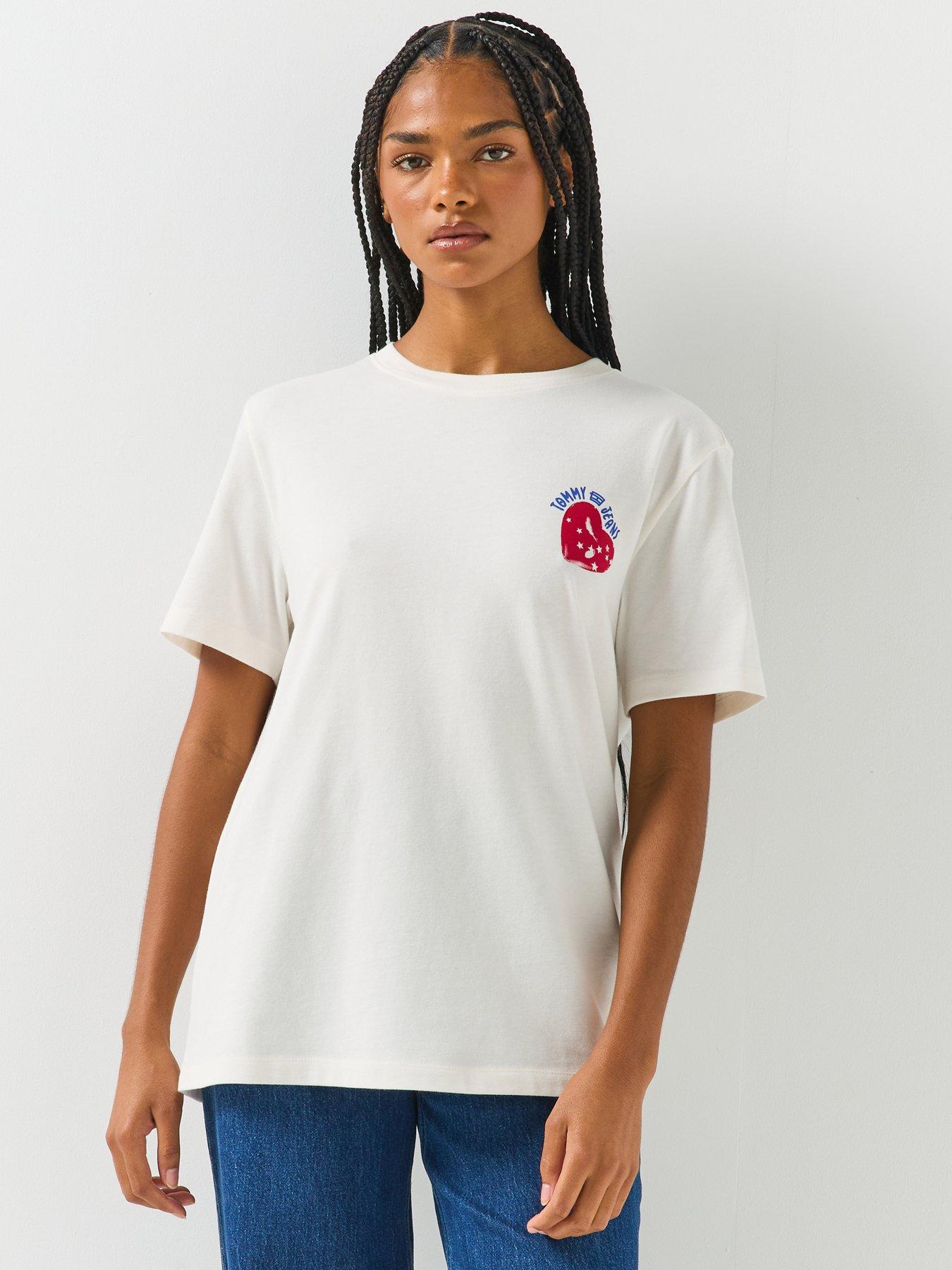 Image 2 of 6 of Tommy Jeans Back Graphic Relaxed Jersey T-shirt - White