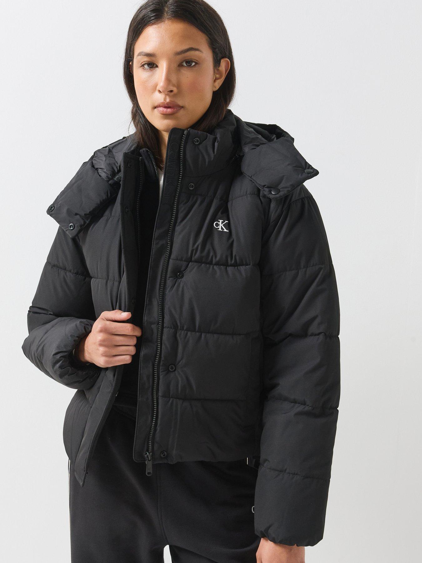 Calvin Klein Jeans Jeans Logo Short Padded Puffer, Black, Size S, Women
