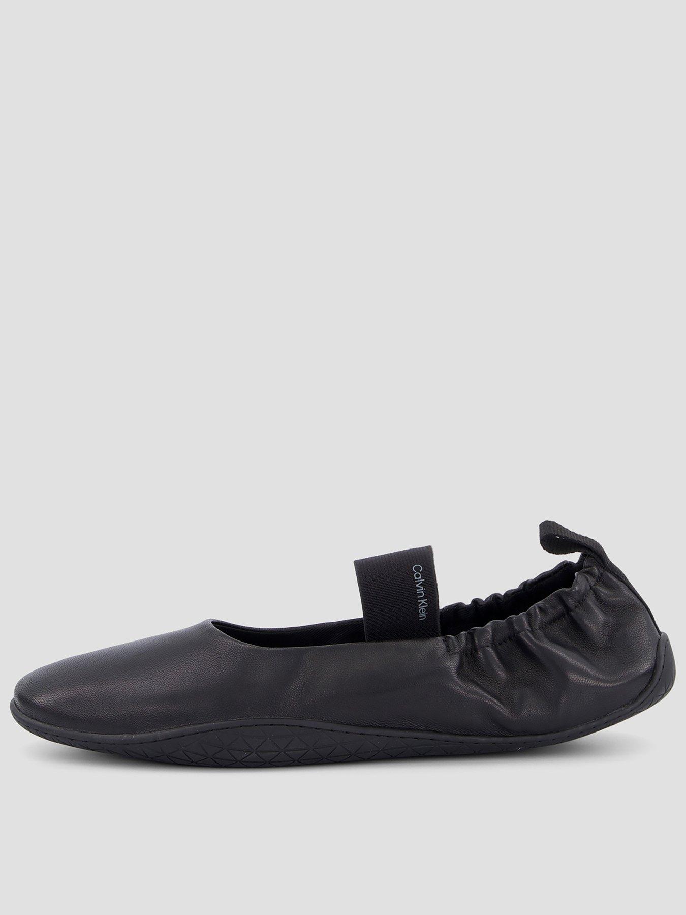 Image 1 of 7 of Calvin Klein Women's Leather Ballet Trainers - Black