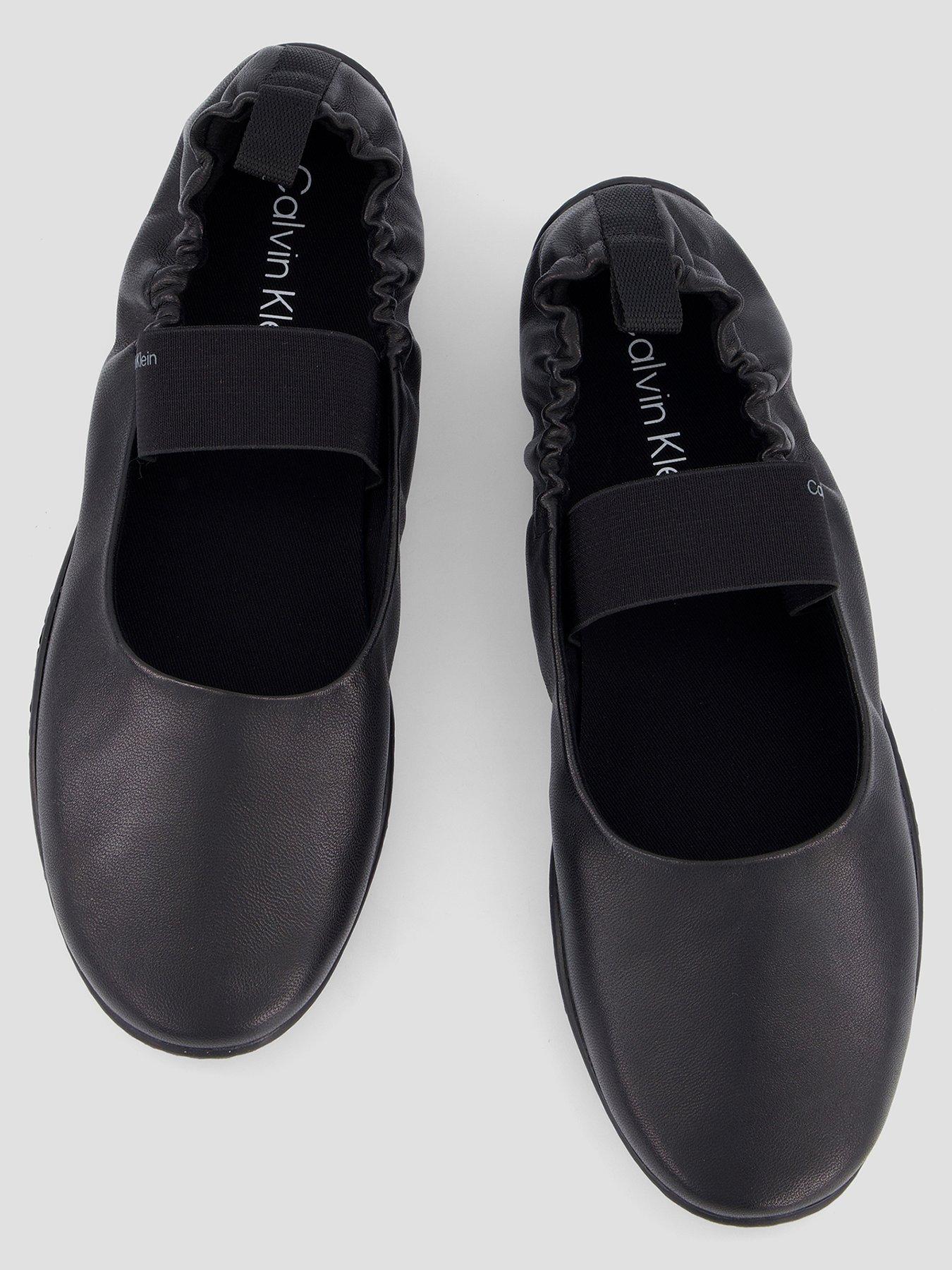 Image 3 of 7 of Calvin Klein Women's Leather Ballet Trainers - Black