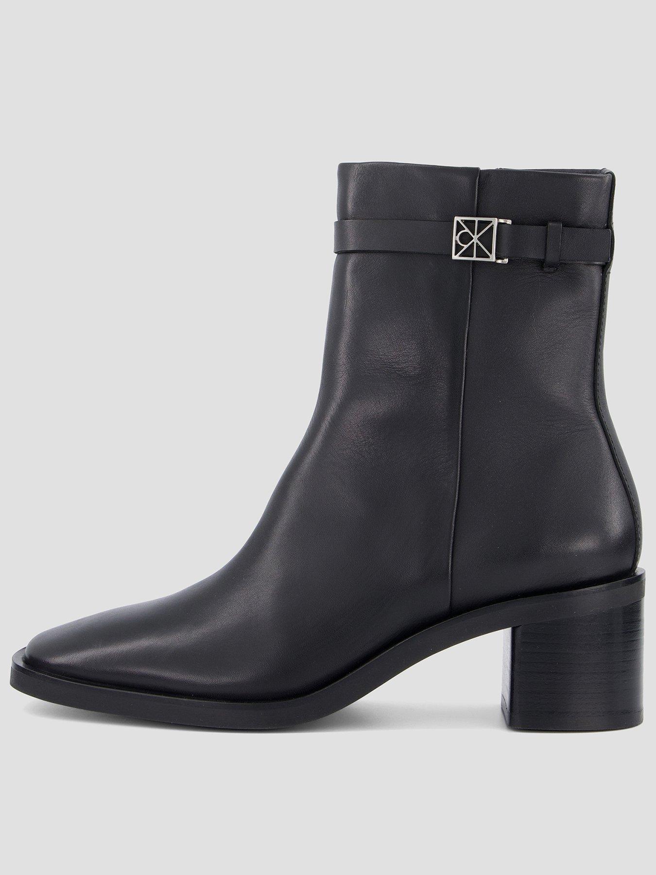 Calvin Klein Block Heel Ank Boot Lth Hdw