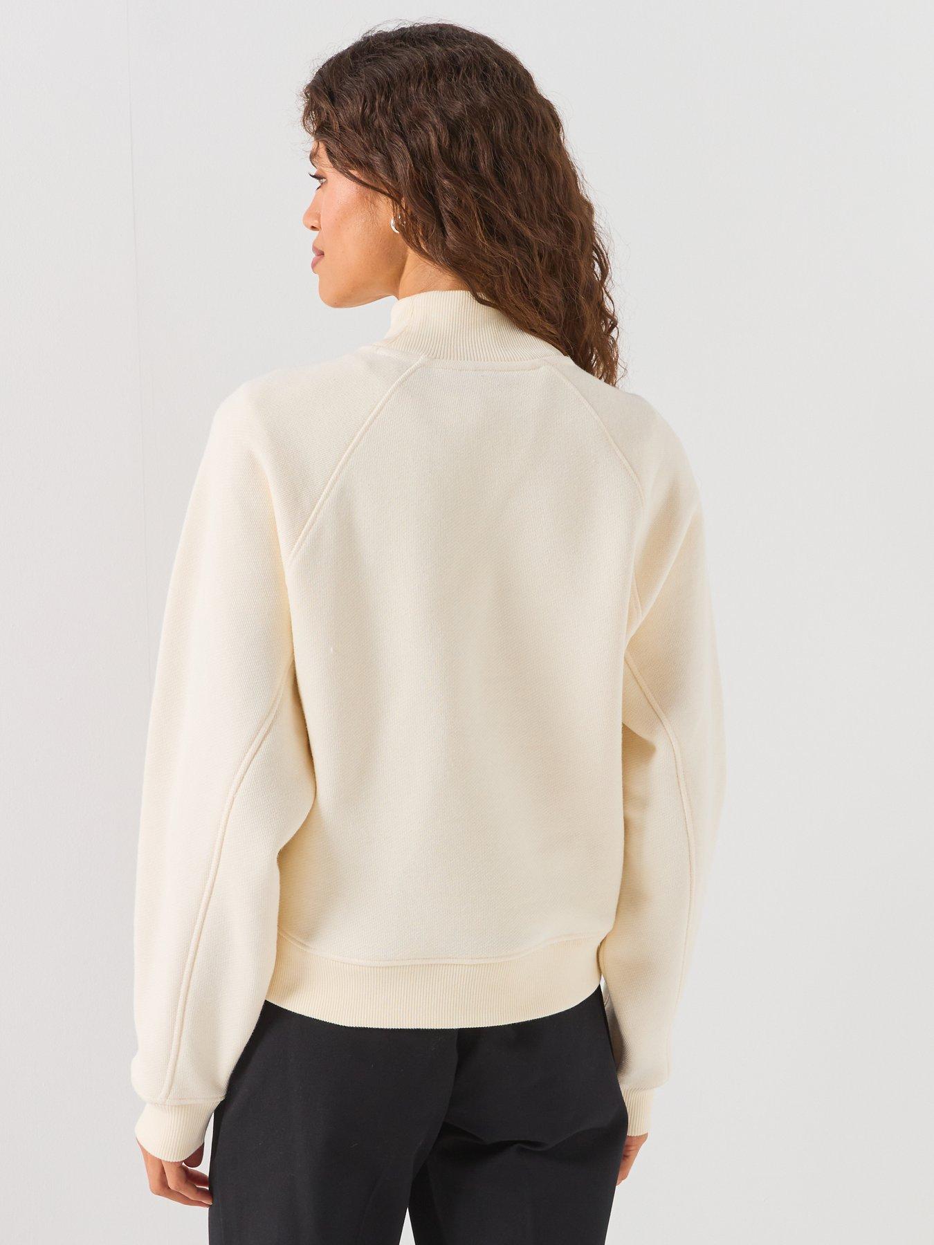Image 2 of 6 of Tommy Hilfiger Women's Regular Fit Script Logo Quarter Zip Sweatshirt - Cream