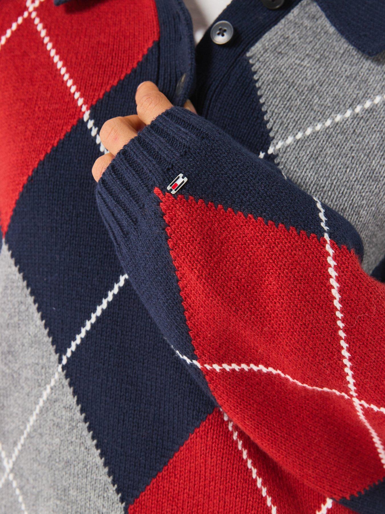 Image 4 of 6 of Tommy Hilfiger Argyle Relaxed Polo Jumper - Blue