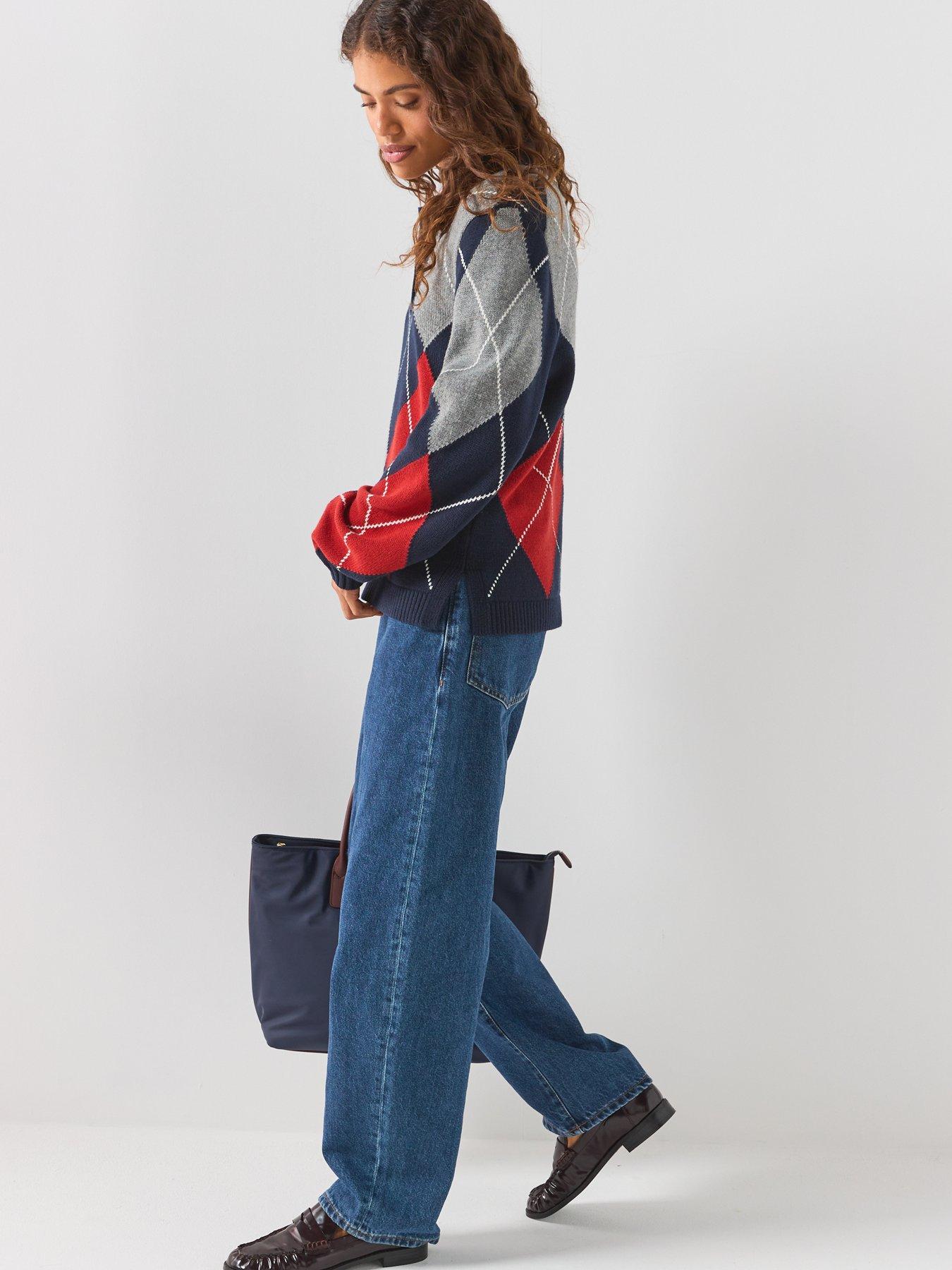 Image 5 of 6 of Tommy Hilfiger Argyle Relaxed Polo Jumper - Blue