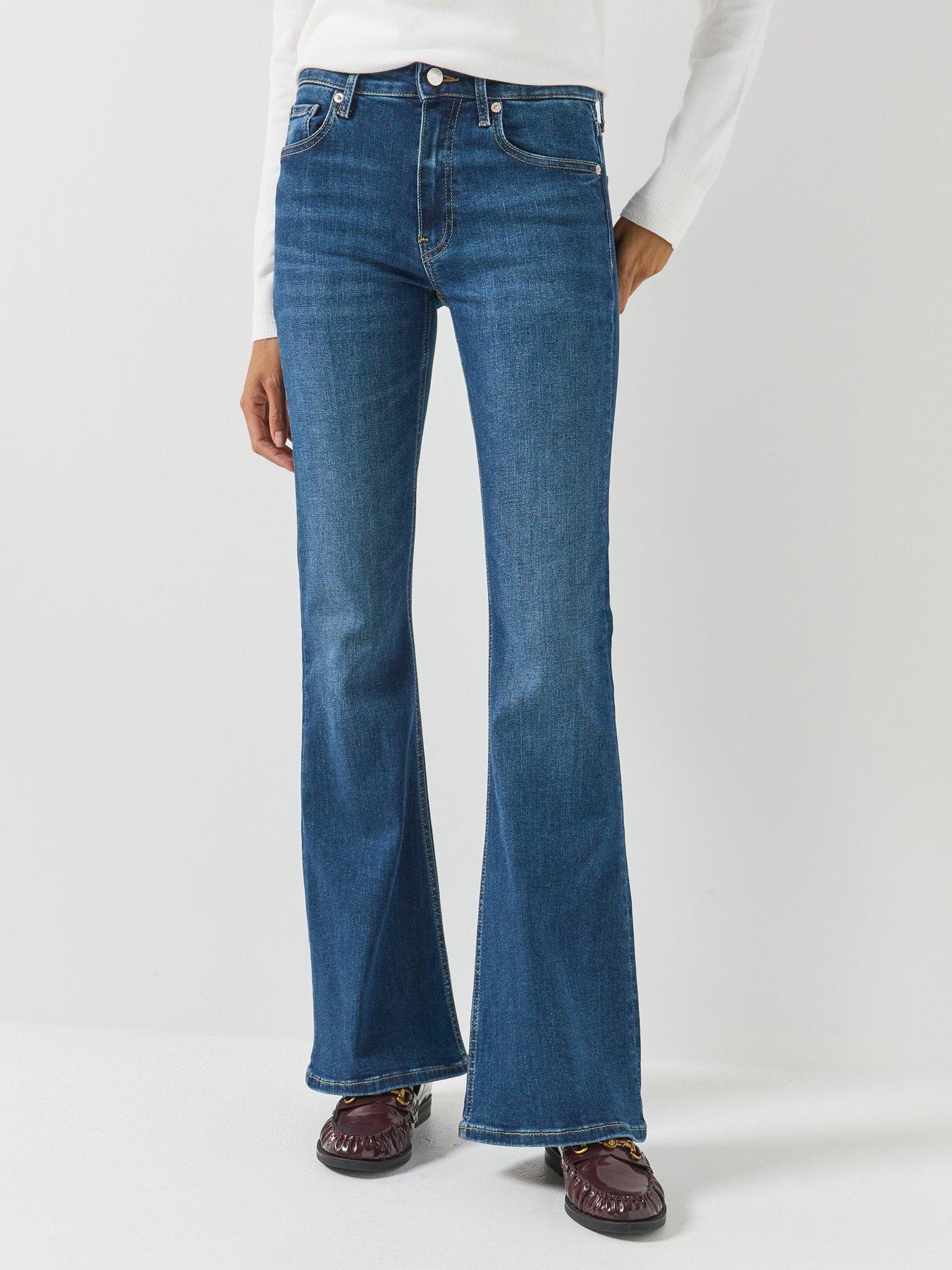 Image 1 of 6 of Tommy Hilfiger Luna Mid Rise Flared Jeans - Dark Blue