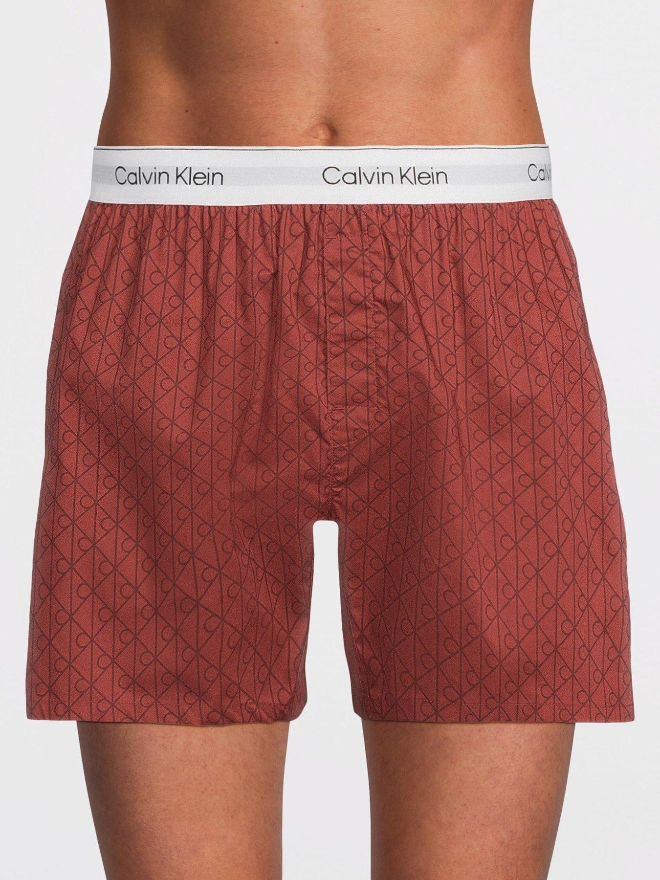 Image 1 of 3 of Calvin Klein Mens Traditional Pure Cotton Logo Waistband Boxers - Red