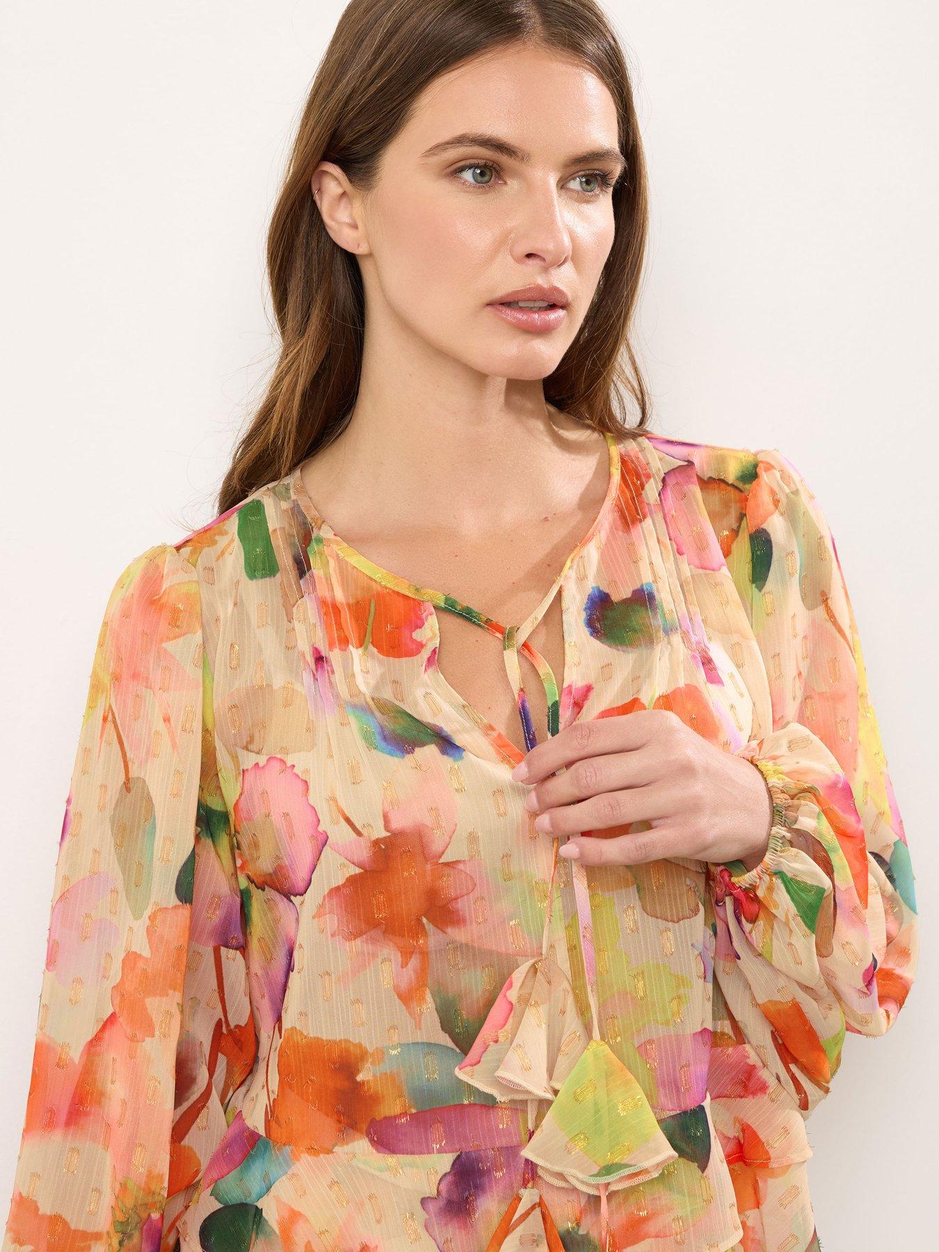 Image 2 of 4 of Star By Julien Macdonald Frill Hemline Blouse - Orange