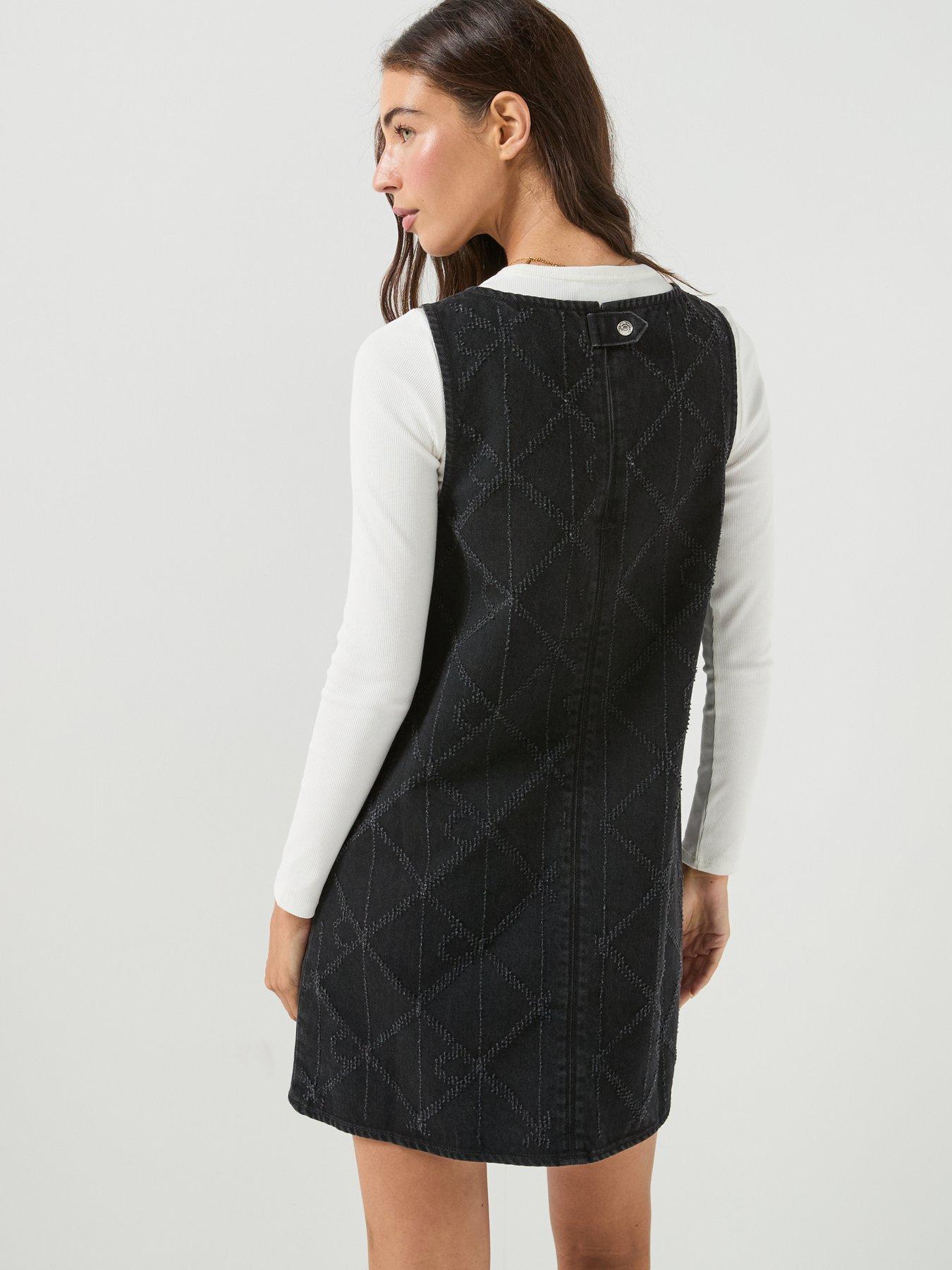 Image 2 of 5 of Calvin Klein Jeans Jeans All-over Logo Denim Mini Dress - Black