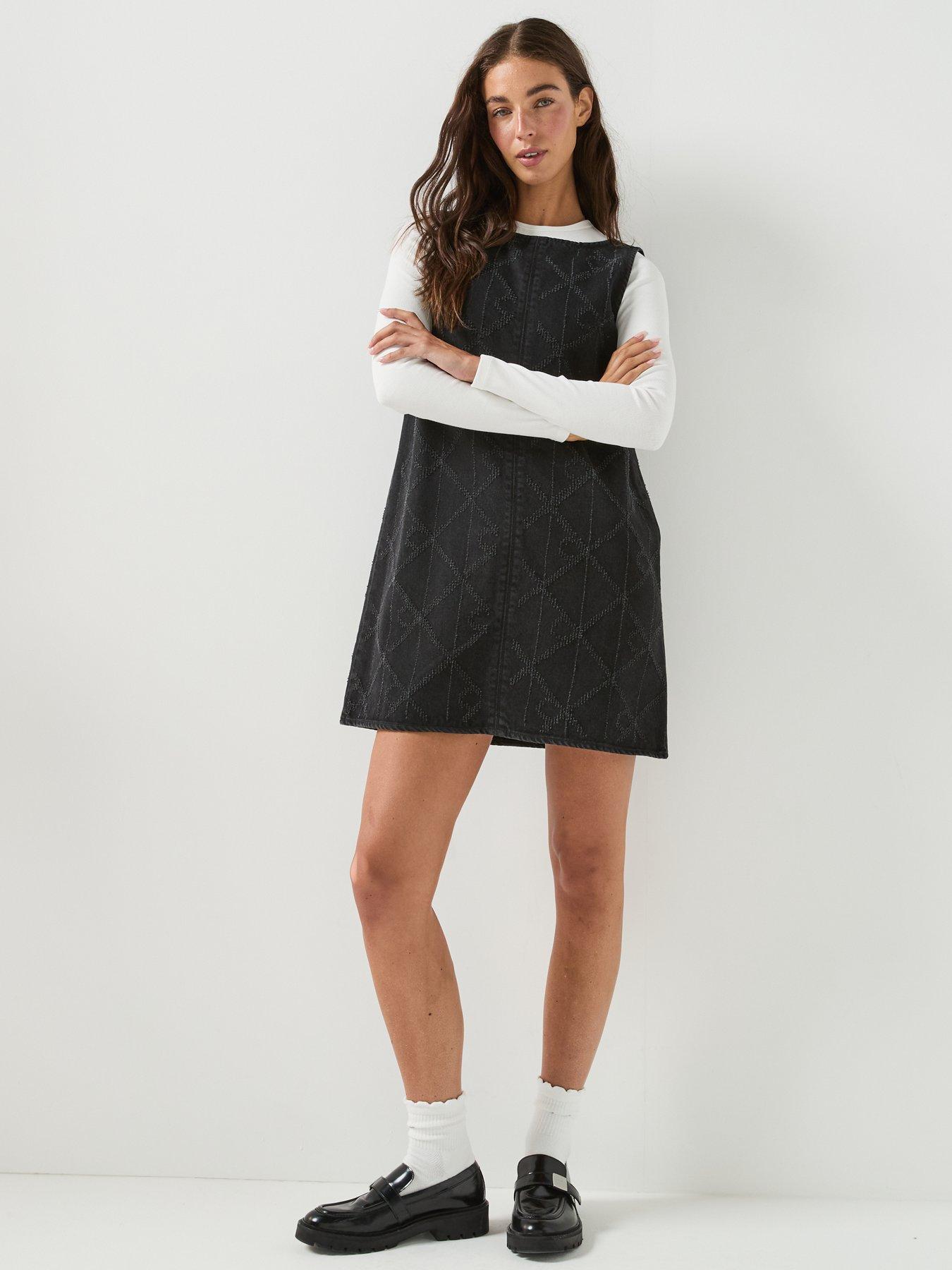 Image 3 of 5 of Calvin Klein Jeans Jeans All-over Logo Denim Mini Dress - Black