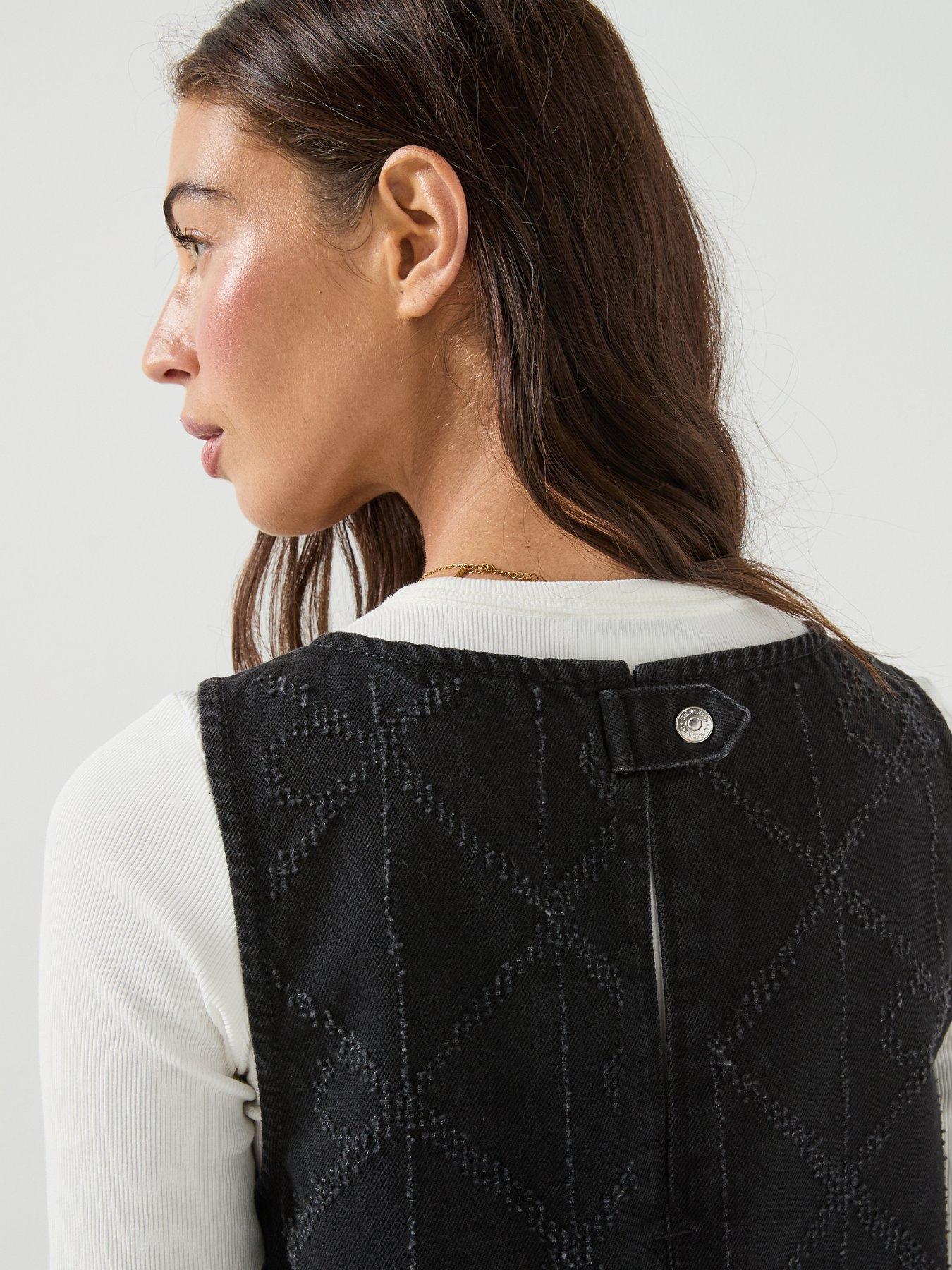 Image 4 of 5 of Calvin Klein Jeans Jeans All-over Logo Denim Mini Dress - Black