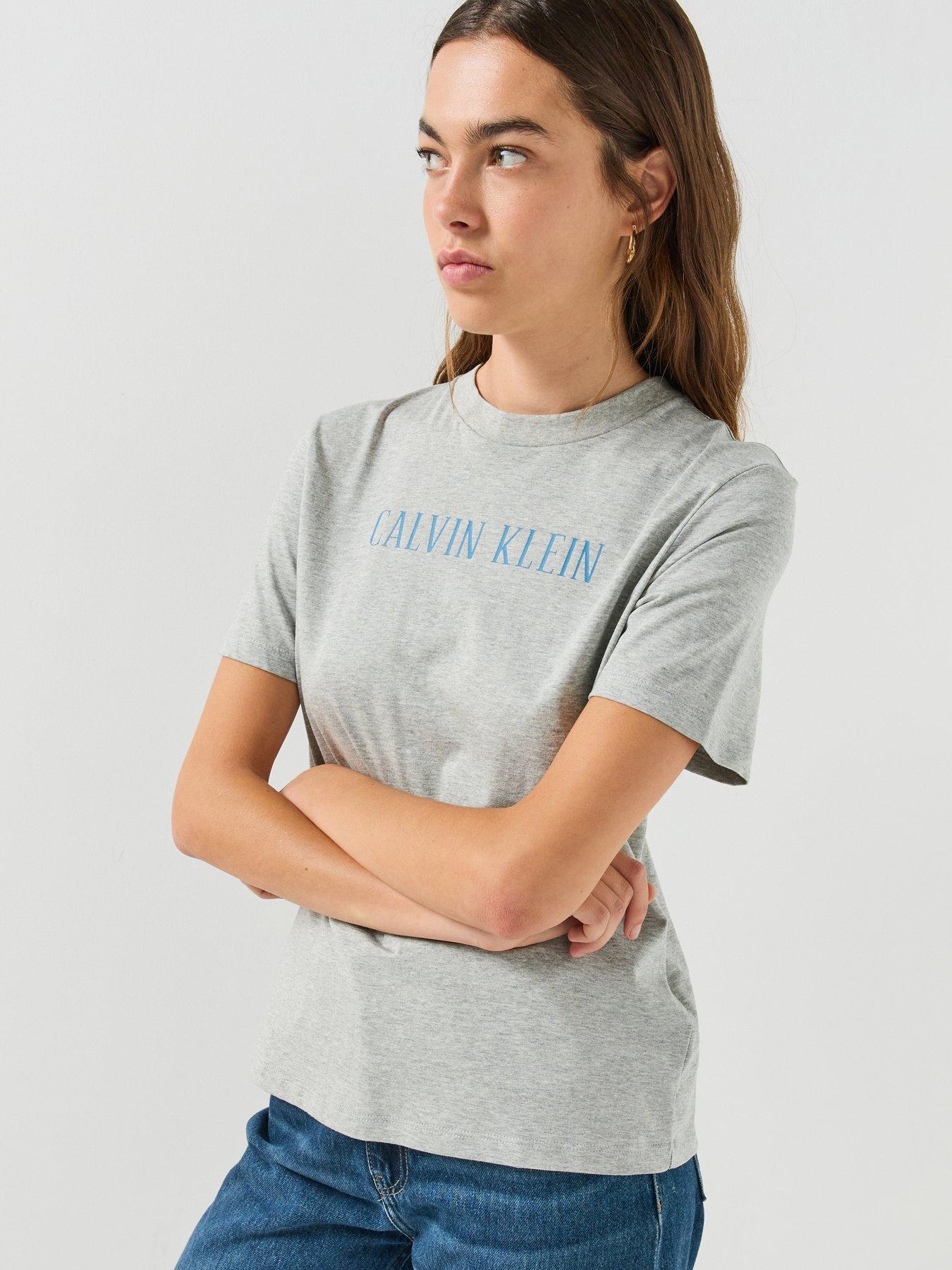 Image 1 of 4 of Calvin Klein Jeans Womens Varsity Logo Cotton T-Shirt - Grey