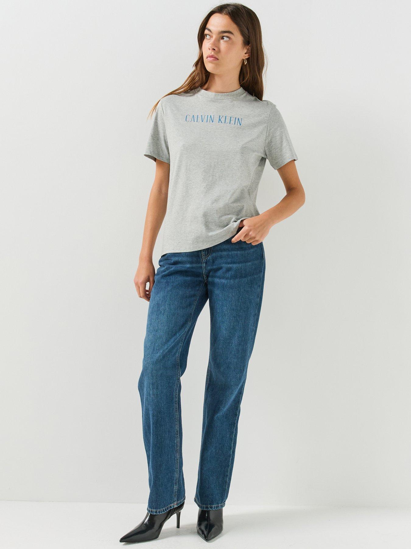 Image 3 of 4 of Calvin Klein Jeans Womens Varsity Logo Cotton T-Shirt - Grey
