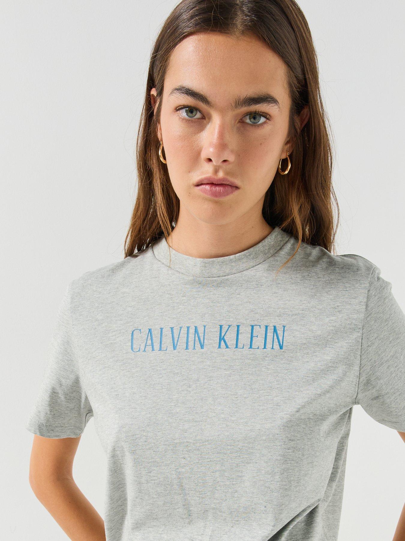 Image 4 of 4 of Calvin Klein Jeans Womens Varsity Logo Cotton T-Shirt - Grey
