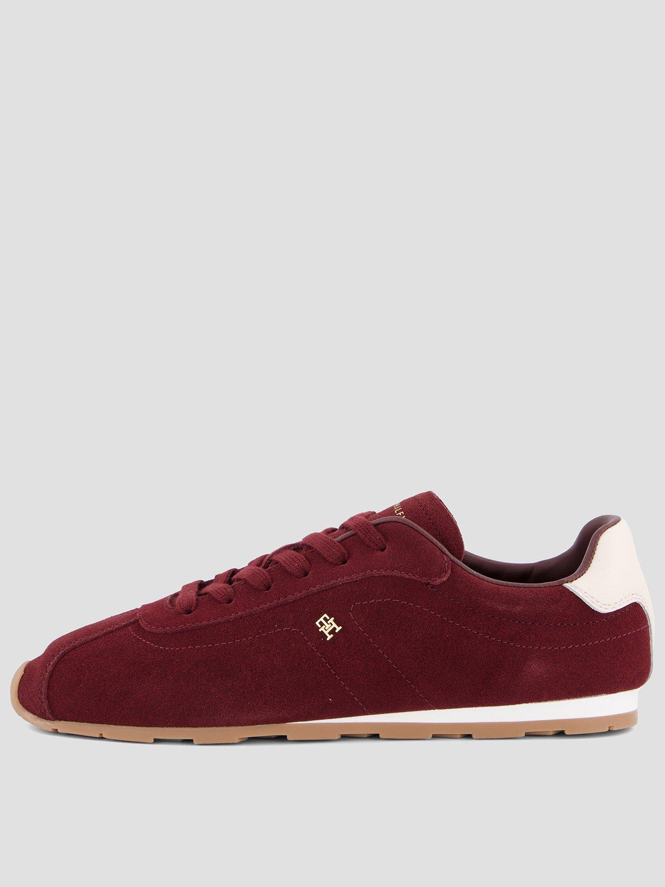 Tommy Hilfiger Monogram Suede Low Profile Trainers, Red, Size 36, Women