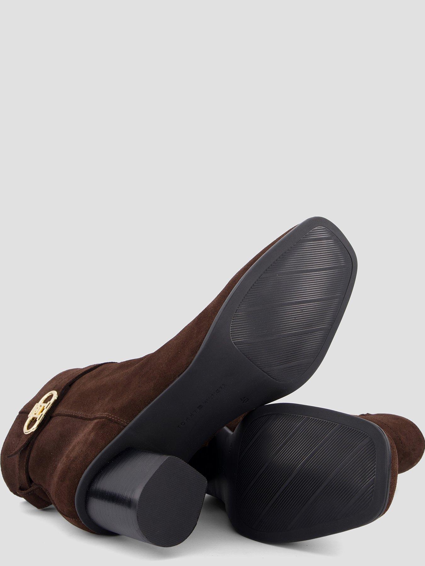 Image 4 of 7 of Tommy Hilfiger Th Strap Suede Block Heel Boot