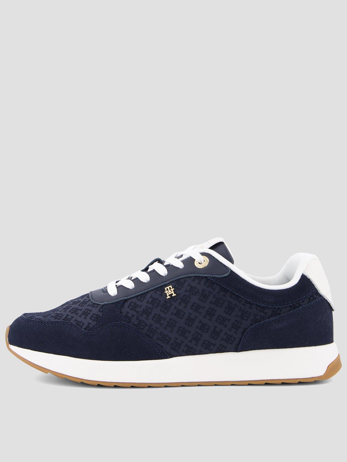 Image 1 of 7 of Tommy Hilfiger Monogram Plaque Suede Trainers - Blue