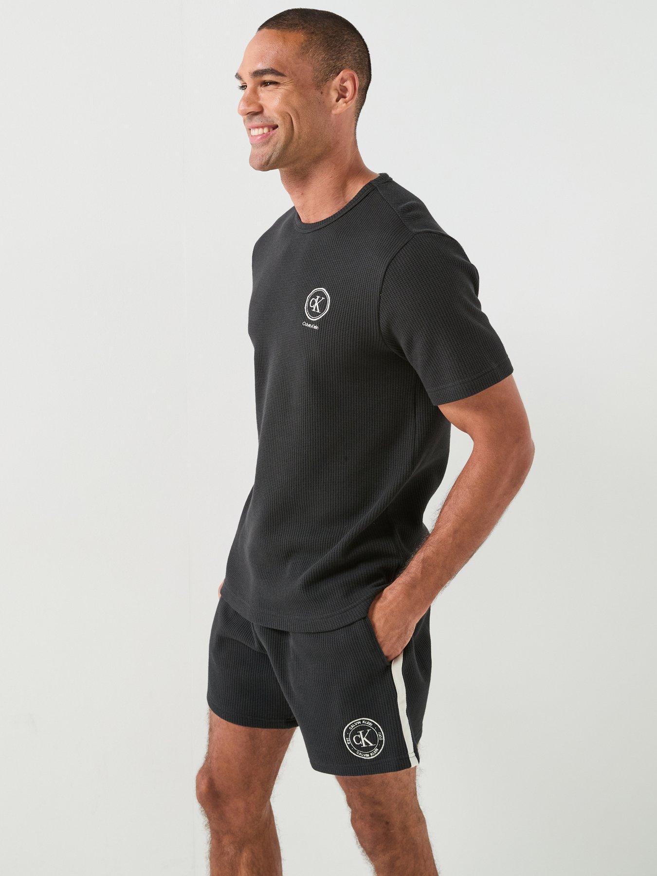 Calvin Klein Waffle Short Sleeve Crew Neck T-Shirt, Black, Size S, Men