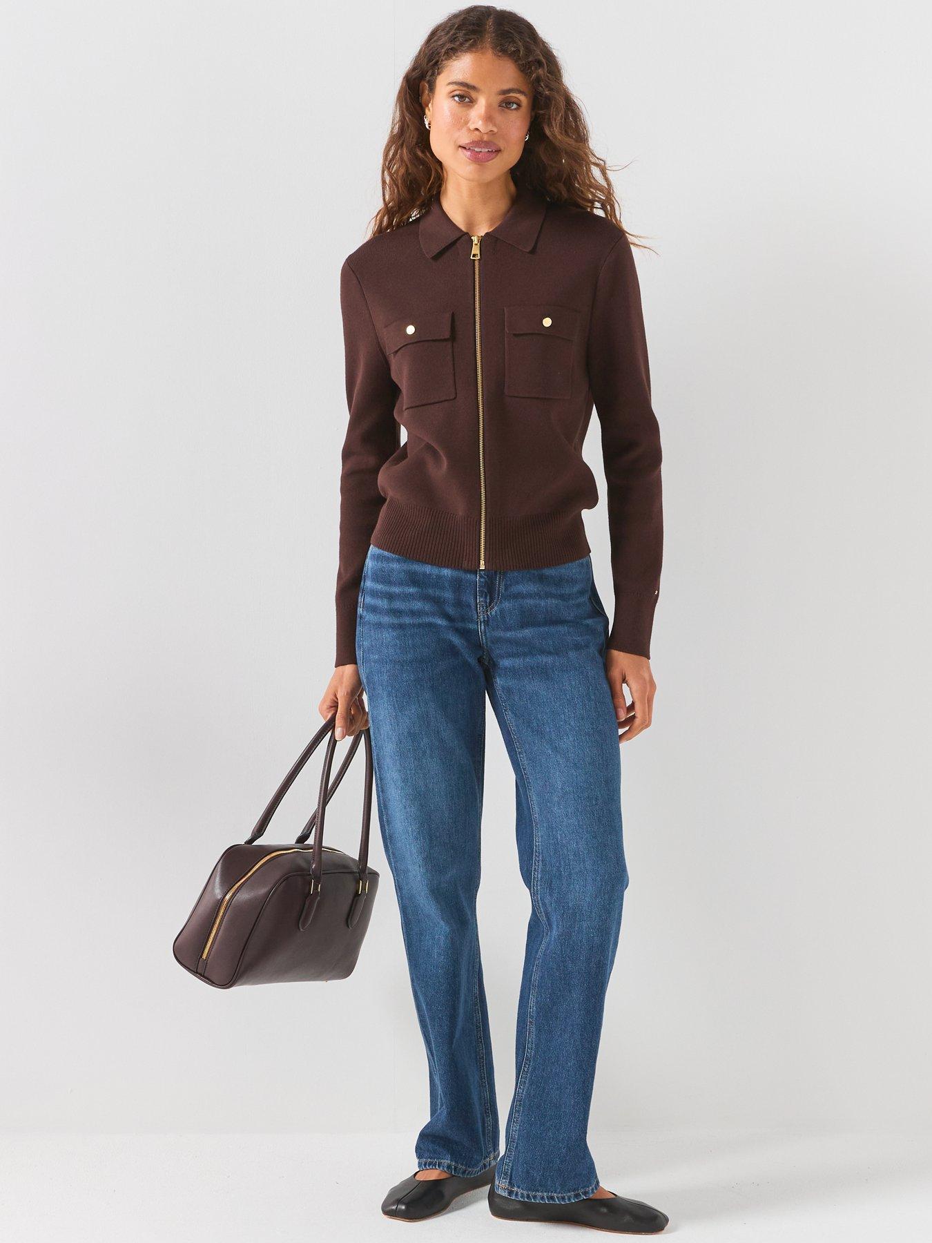 Image 3 of 6 of Tommy Hilfiger Premium Knit Zip-Through&nbsp;Jumper - Brown