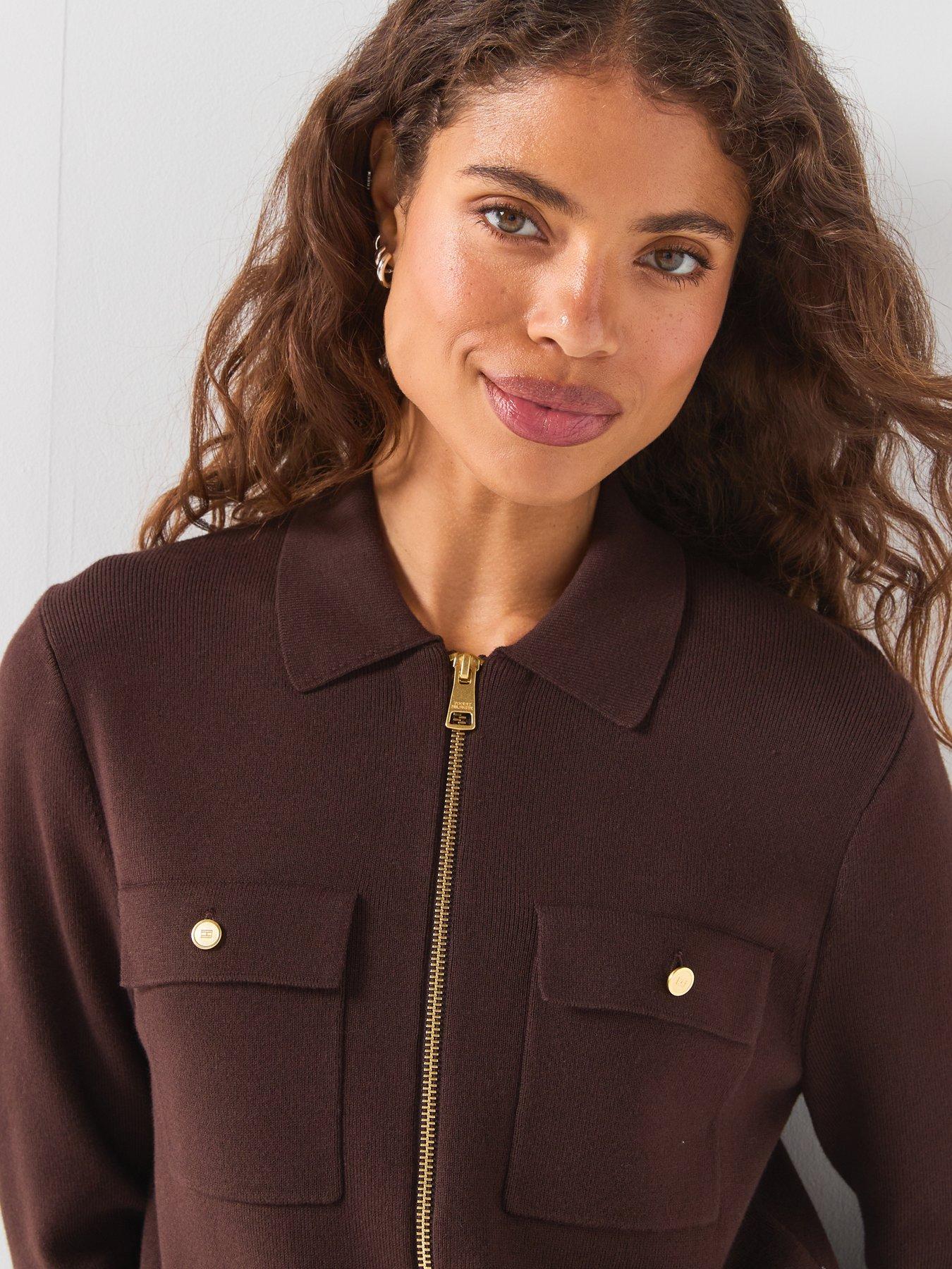Image 5 of 6 of Tommy Hilfiger Premium Knit Zip-Through&nbsp;Jumper - Brown