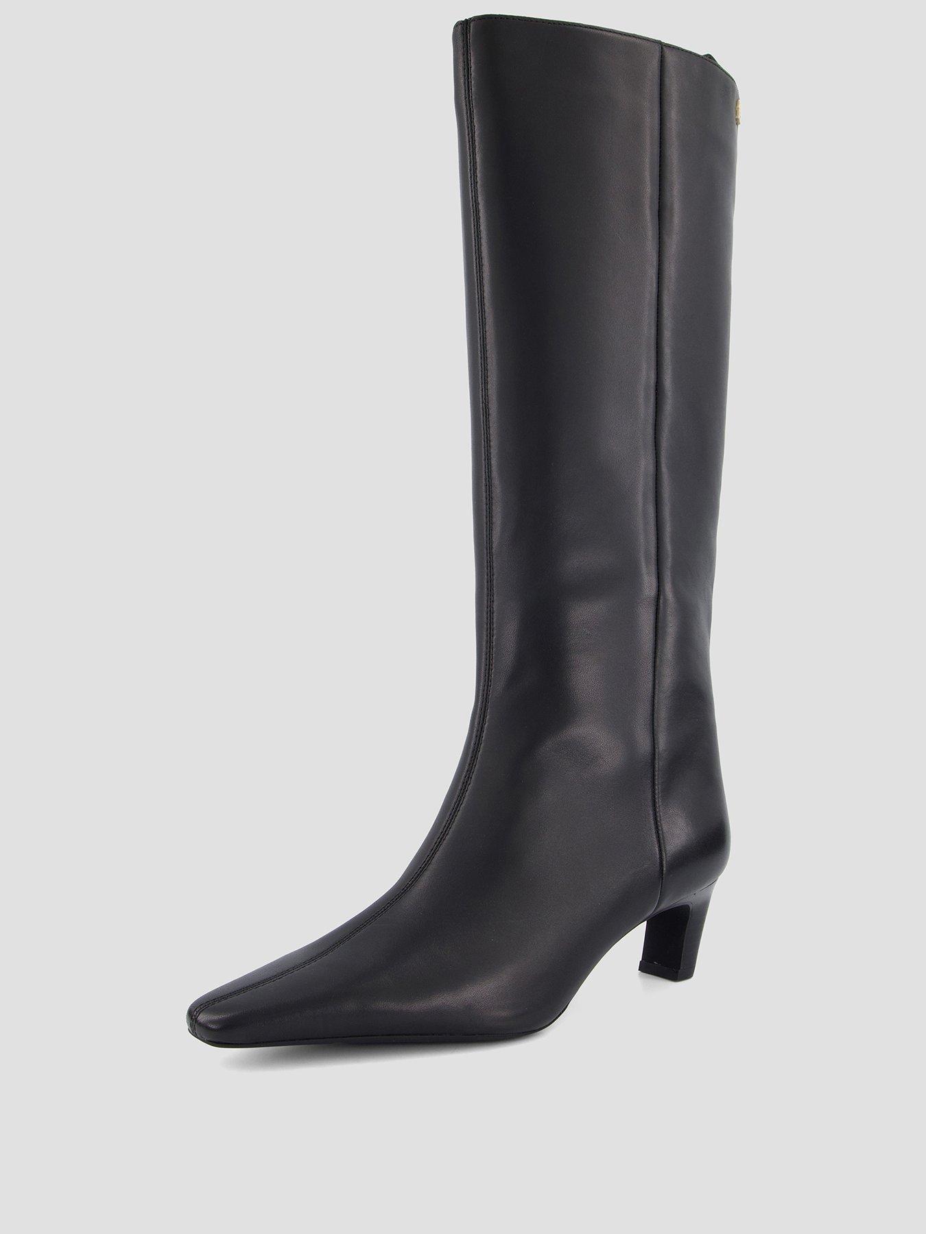 Image 2 of 6 of Tommy Hilfiger Kitten Heel Leather Knee-high Boots - Black