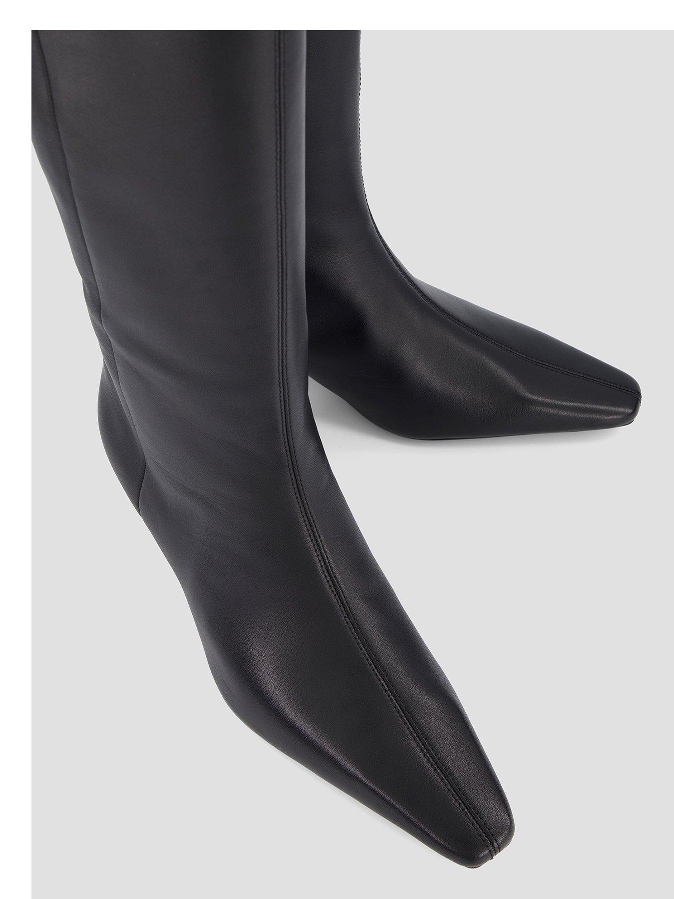 Image 3 of 6 of Tommy Hilfiger Kitten Heel Leather Knee-high Boots - Black