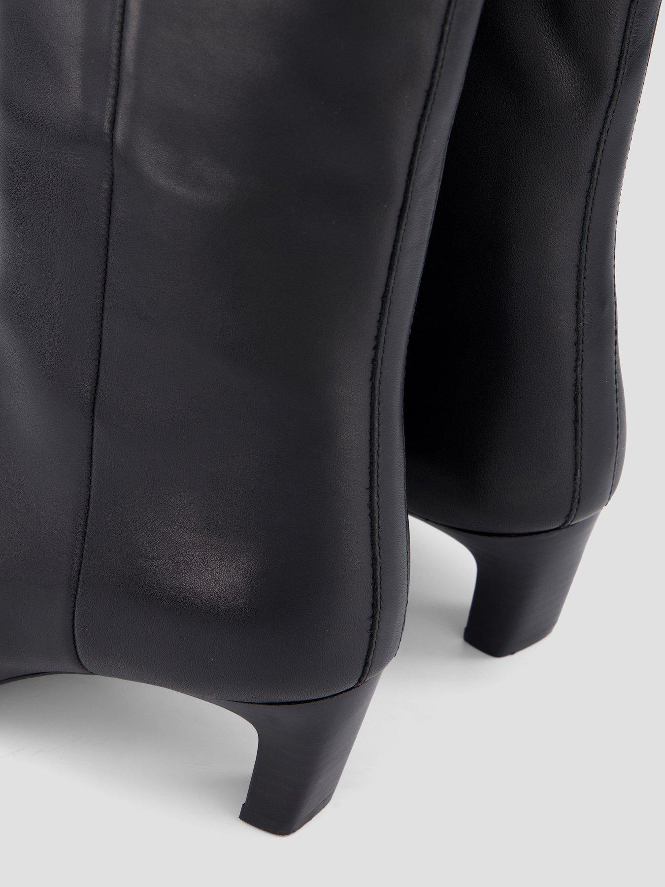 Image 5 of 6 of Tommy Hilfiger Kitten Heel Leather Knee-high Boots - Black