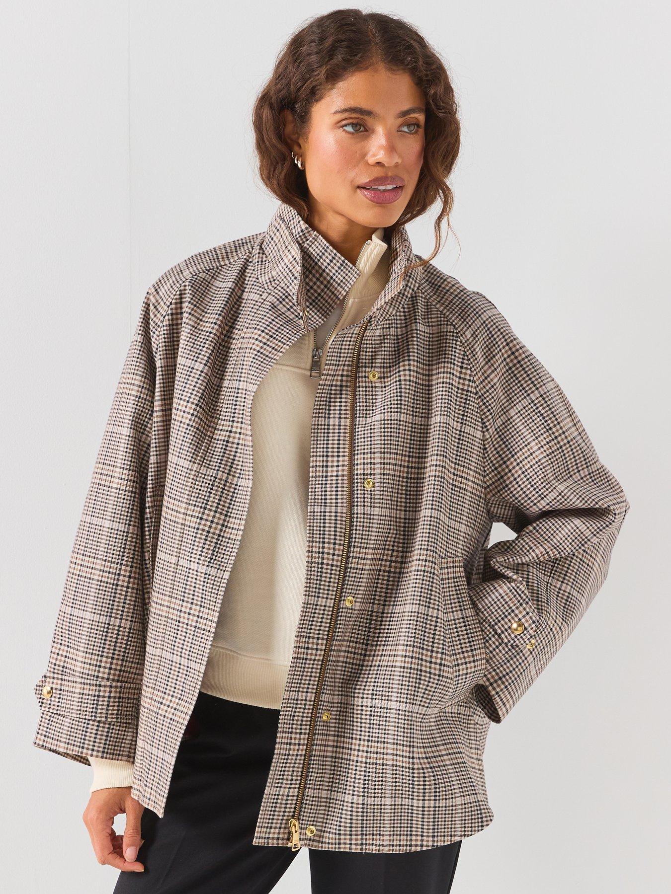 Tommy Hilfiger Cotton Check Cape Coat - Brown