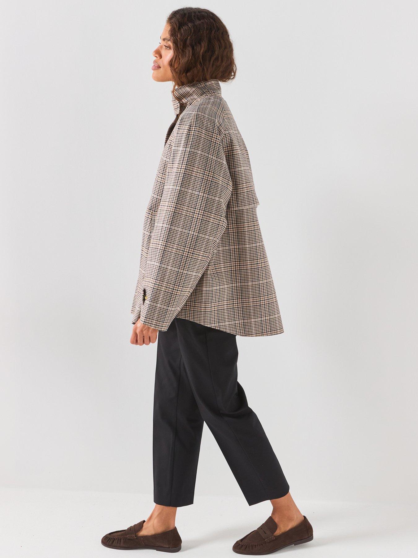 Image 5 of 6 of Tommy Hilfiger Cotton Check Cape Coat - Brown