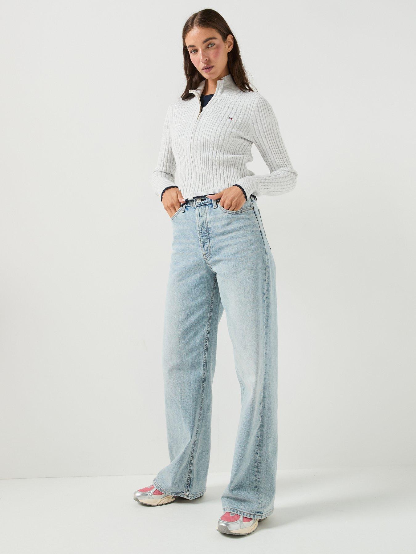 Image 3 of 4 of Tommy Jeans Women's Micro Cable Zip Through Sweater - Grey