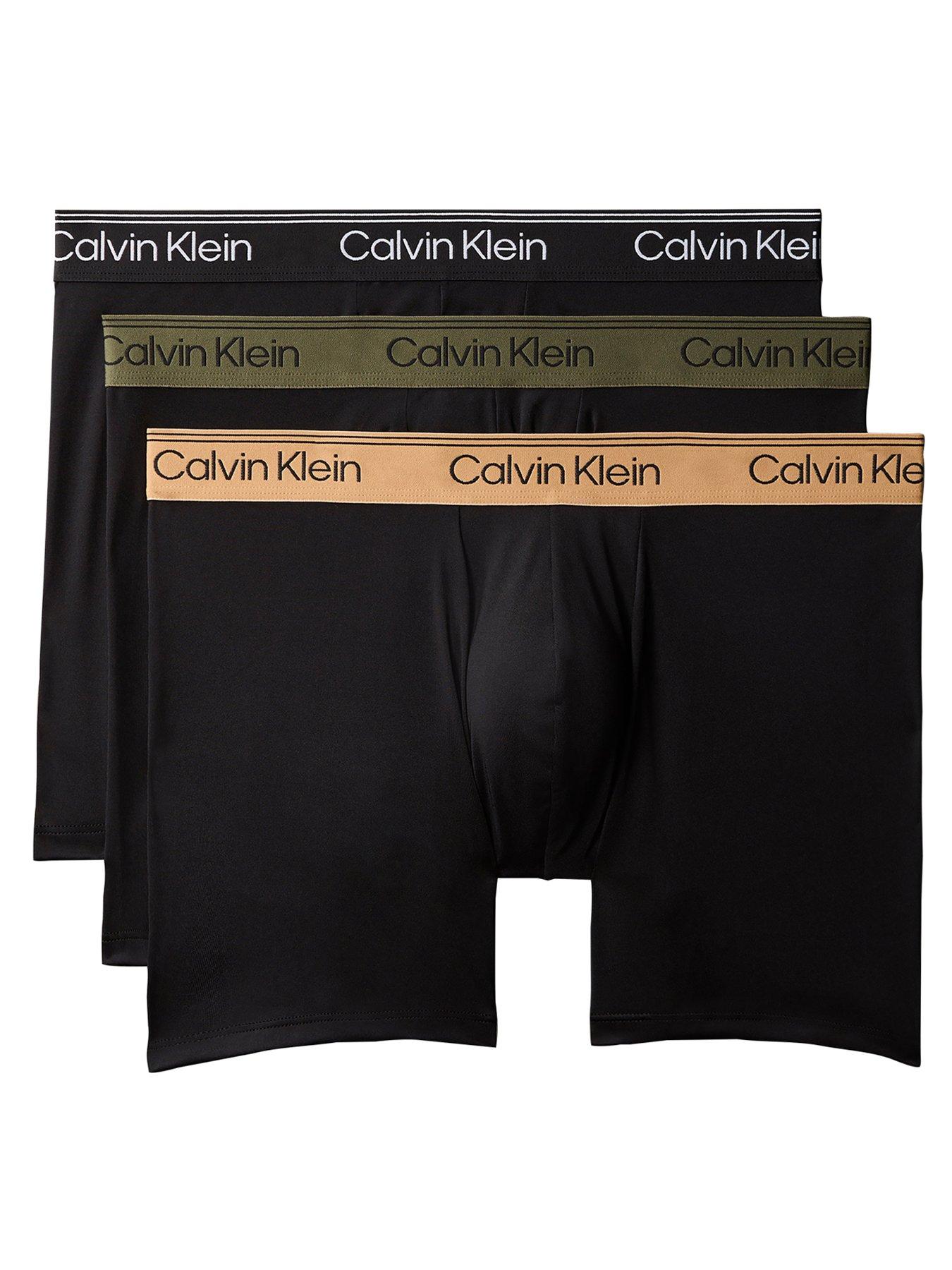 Calvin Klein Men's 3 Pack Cotton Stretch Boxer Briefs, Black, Size L, Men