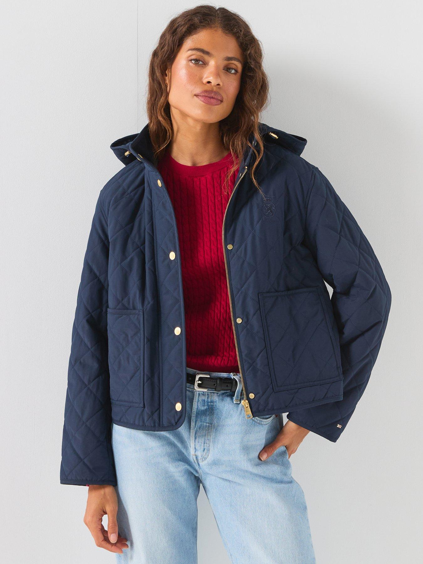 Image 1 of 6 of Tommy Hilfiger Quilted Hood Jacket - Blue