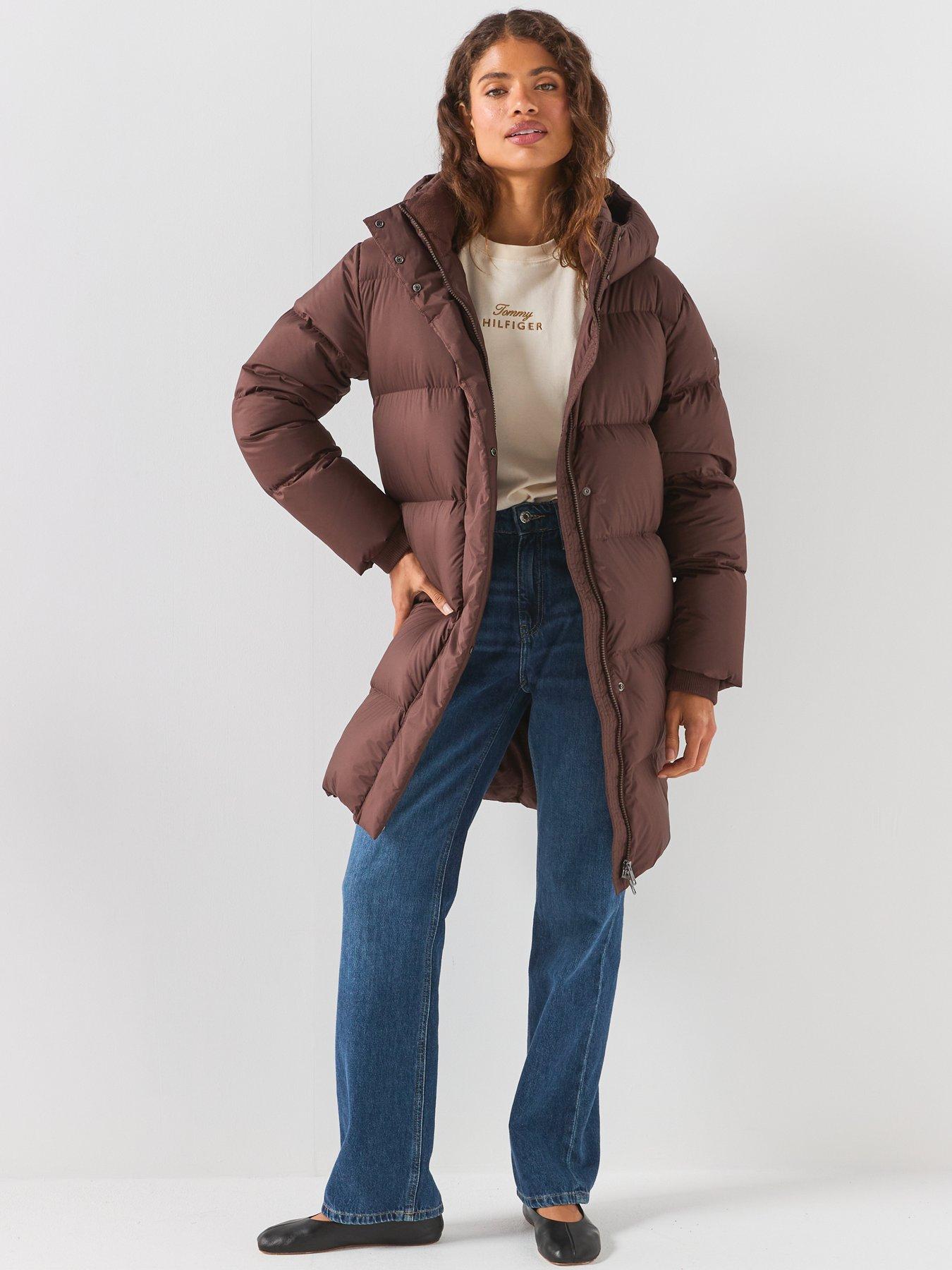 Image 3 of 6 of Tommy Hilfiger Water Repellent Down Hooded Coat - Deep Brown
